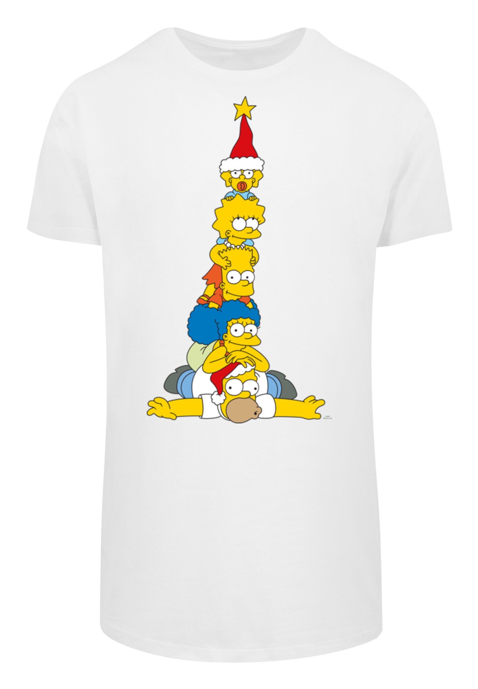 Simpsons T-Shirt weiß The Family F4NT4STIC Christmas Print Weihnachtsbaum