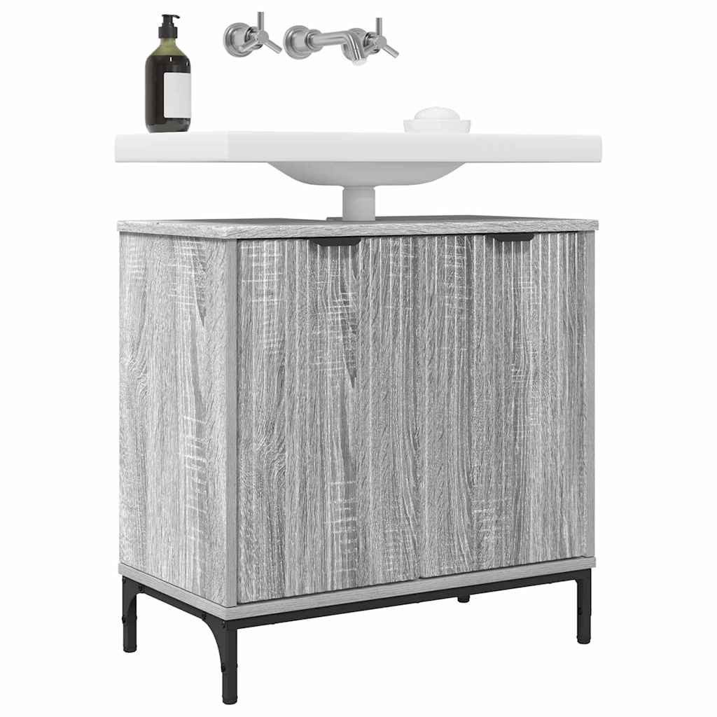 vidaXL Badezimmerspiegelschrank Badezimmer Waschbecken Schrank Grau günstig online kaufen