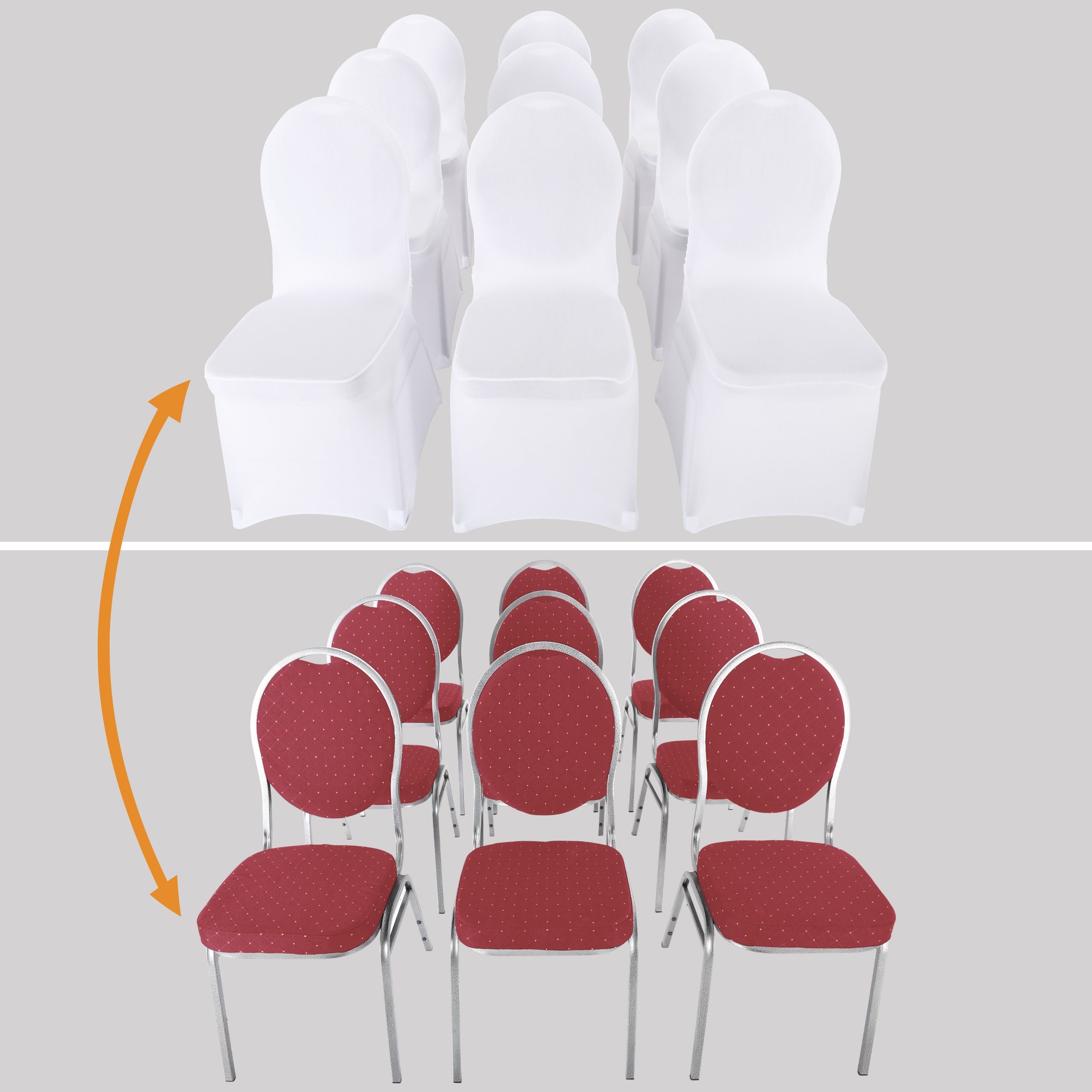 Raburg stapelbar, 20 WEIß kg, 150 belastbar mit ideal Festlichkeiten Bankettstuhl Setgrößen, Partys DAVID für & CINDERELLA St), bis Stretch-Stuhl-Hussen Stapelstuhl ROT (verschiedene