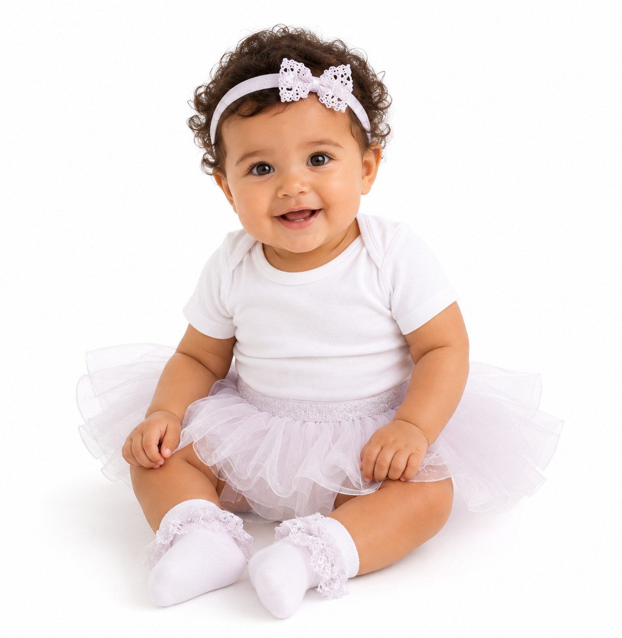 Socken Socken und Stirnband für Baby Kinder weiß festlich Strümpfe Rüschen