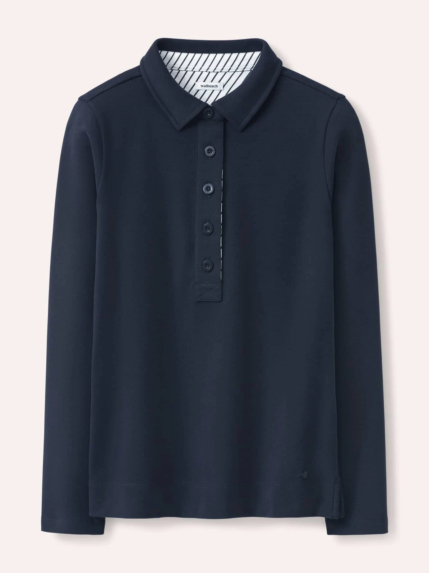 Walbusch Poloshirt Damen Poloshirt aus Baumwolle Polokragen Langarm, Polokragen