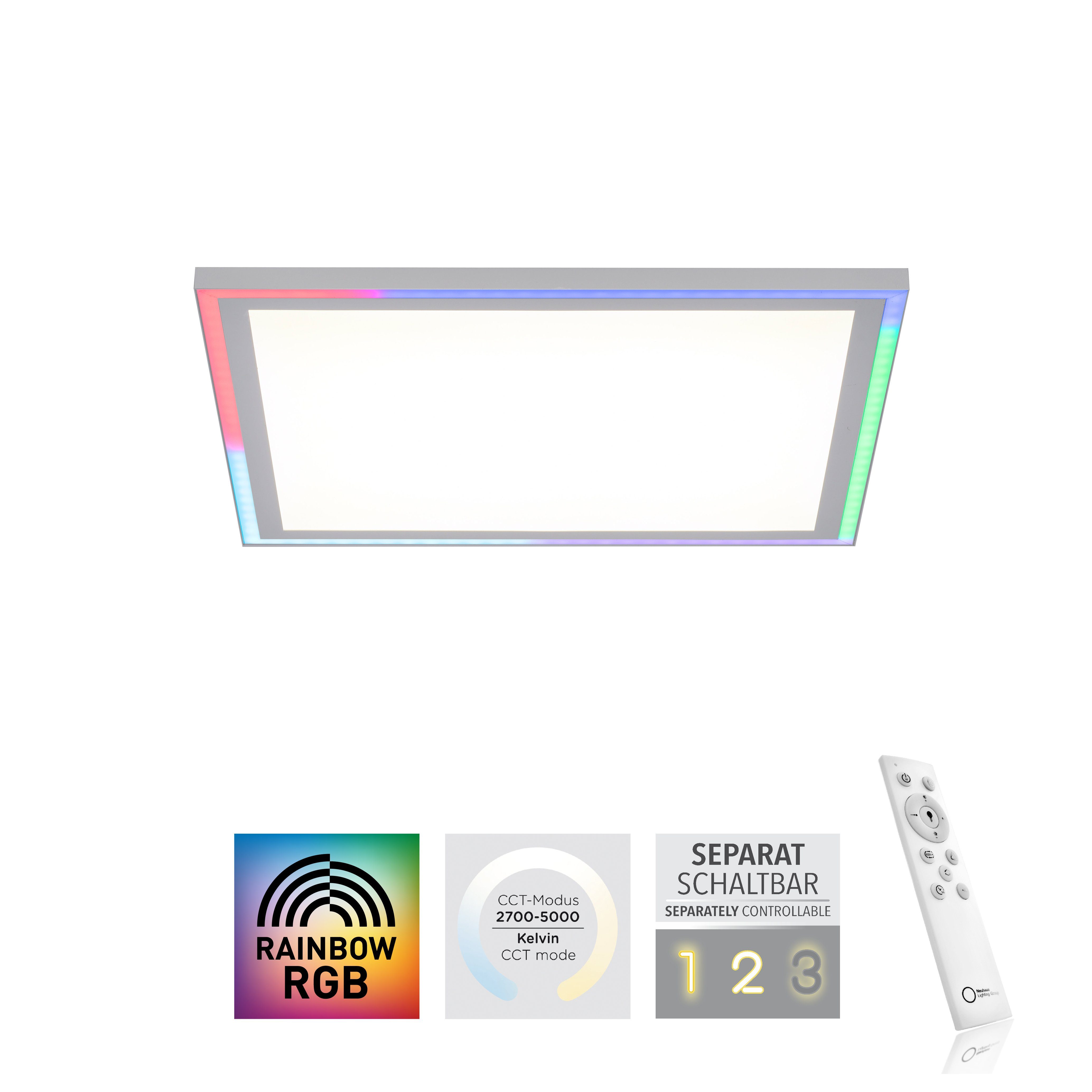 RGB-Rainbow, Fernbedienung, CCT Funk fest integriert, warmweiß Leuchten LED LED, EDGING, über - Direkt dimmbar, Deckenleuchte inkl. kaltweiß, -