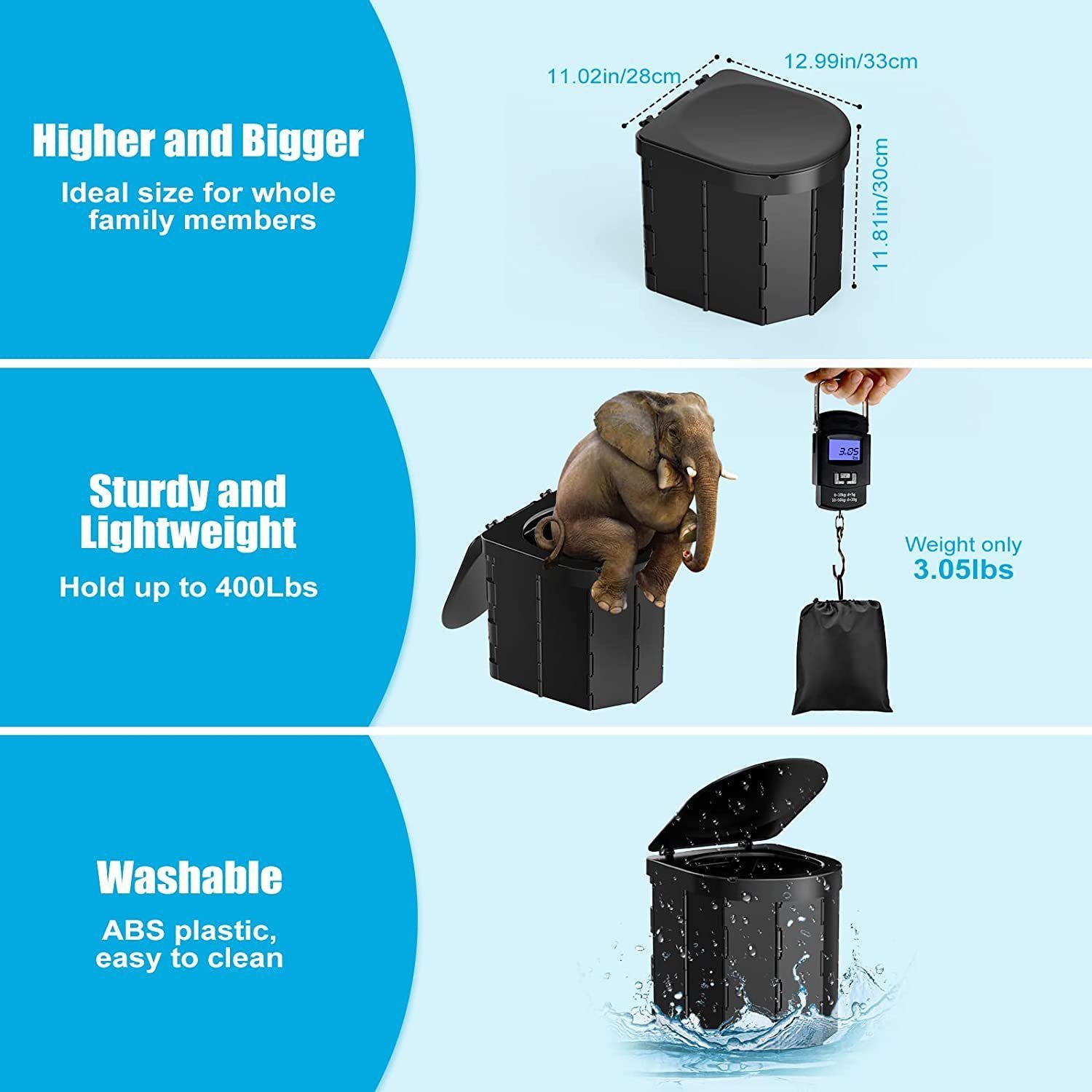 AURIVION Campingtoilette Campingtoilette Campingtoilette, Tragbare Toilette, (Set, 14-St., Mobile Faltbare Campingklo für Camping), Outdoor Camping Toiletten, mit Urinal mit Deckel