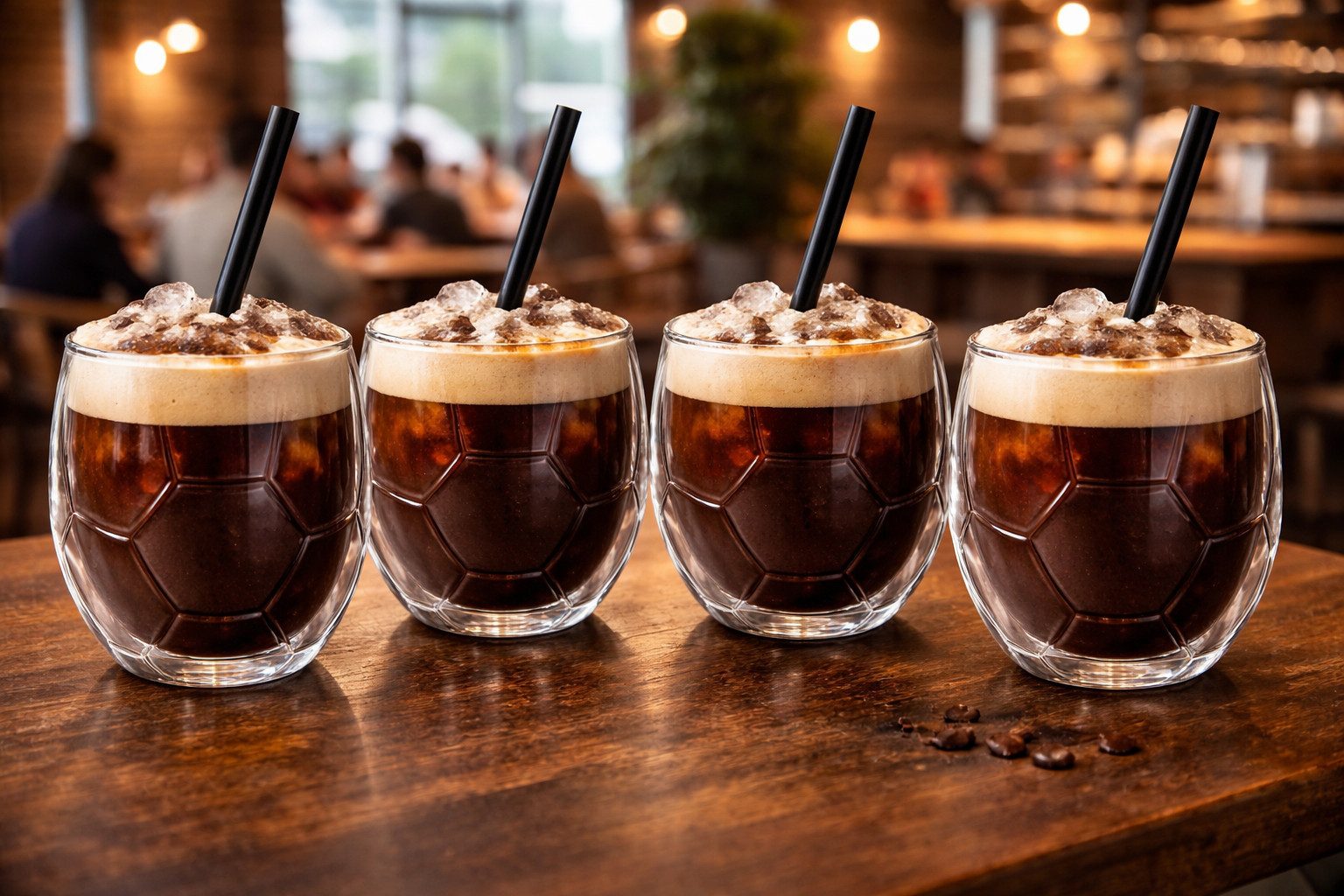 Feelino Gläser-Set 4x Latte Macchiato Glas Kaffeeglas Fußball 350ml Thermoglas, Glas