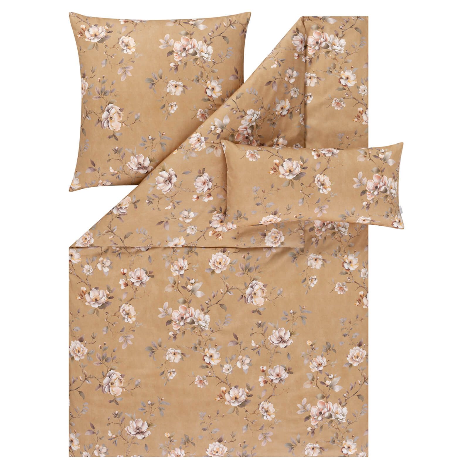 Estella Bettwäsche Lara 7954 740 Messing, Mako-Satin, 2 teilig, Floral