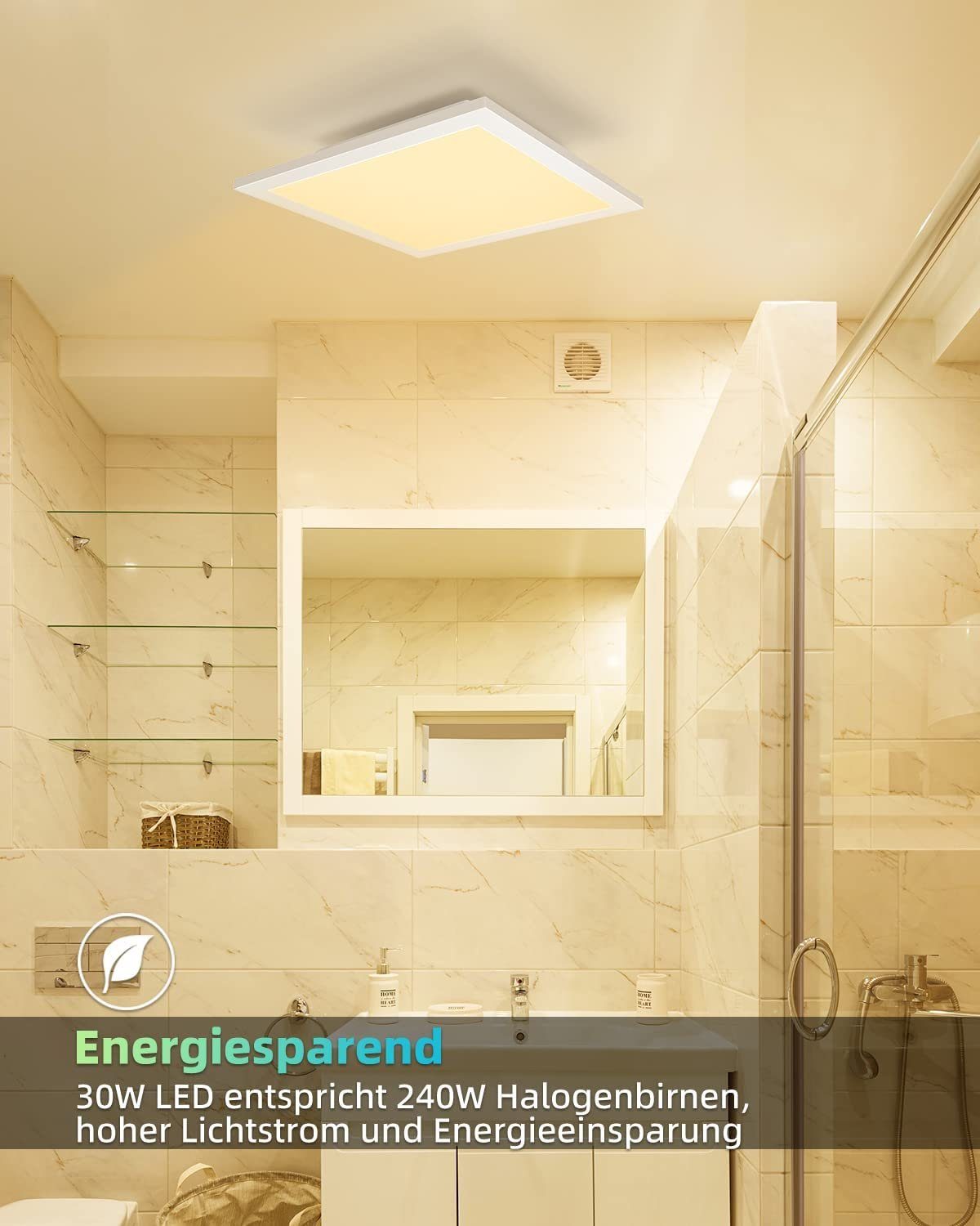 Nettlife LED Deckenleuchte Wohnzimmer Weiß Panel Flach 60*60CM 40W Rechteck günstig online kaufen