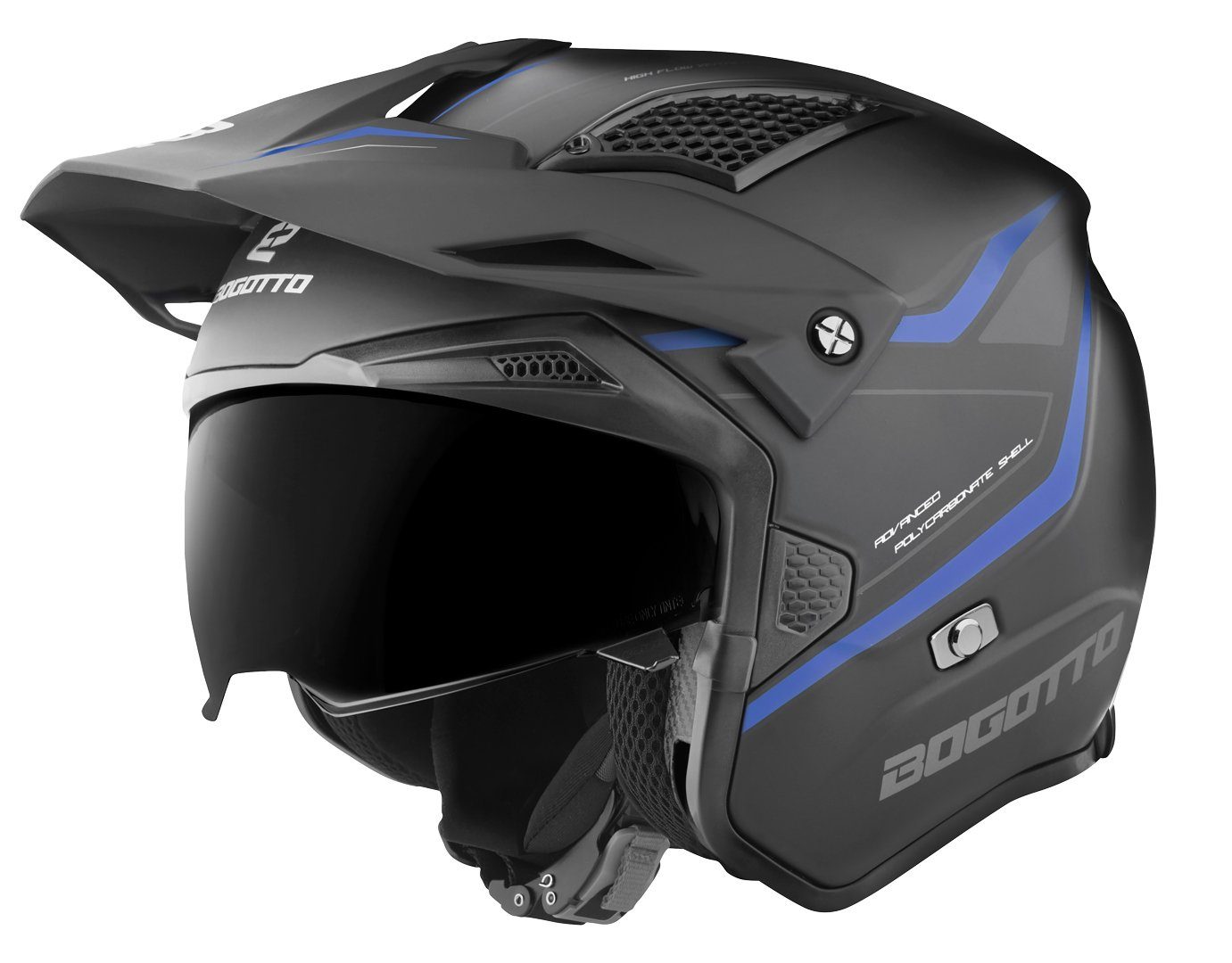 Bogotto Motorradhelm Radic WN-ST Helm, Ratschenverschluss