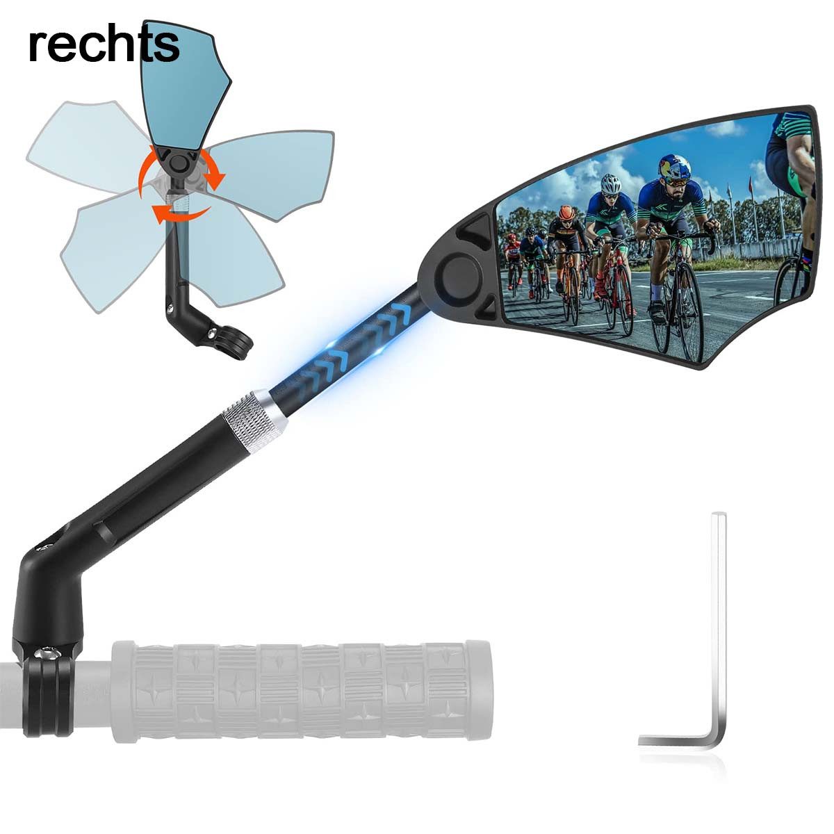 Fahrradspiegel 360 Grad einstellbarer, drehbarer Links/Rechts-Lenkerspiegel