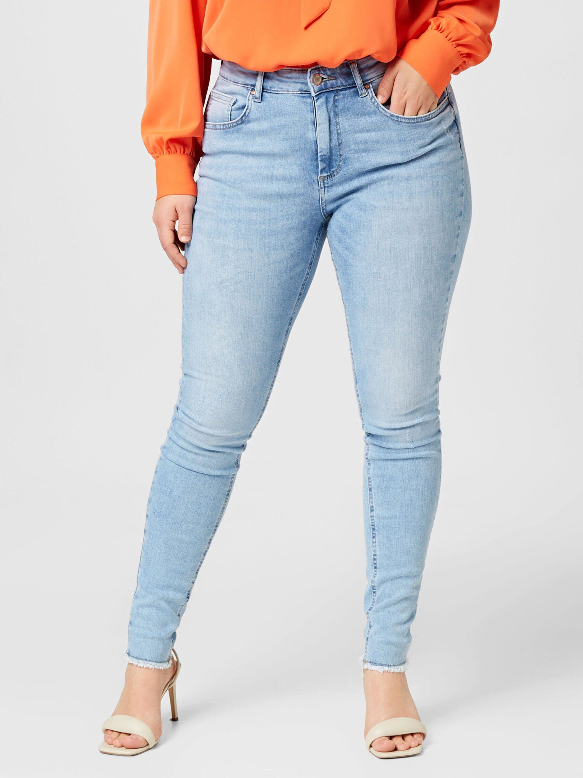 (1-tlg) Details, Plain/ohne CARMAKOMA Willy ONLY Skinny-fit-Jeans Knopfverschluss