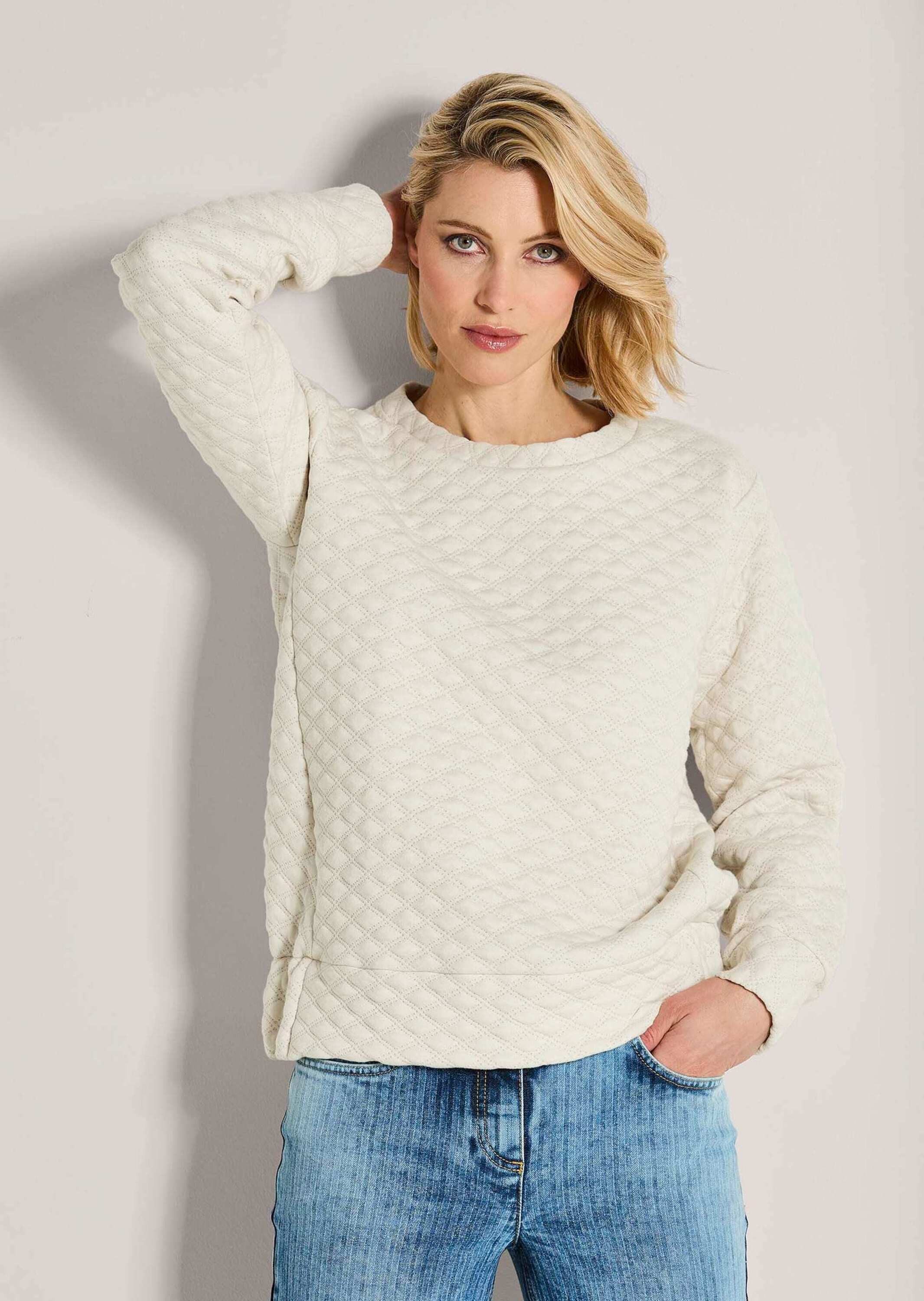Langarmshirt Struktursweater mit Rundhalsausschnitt