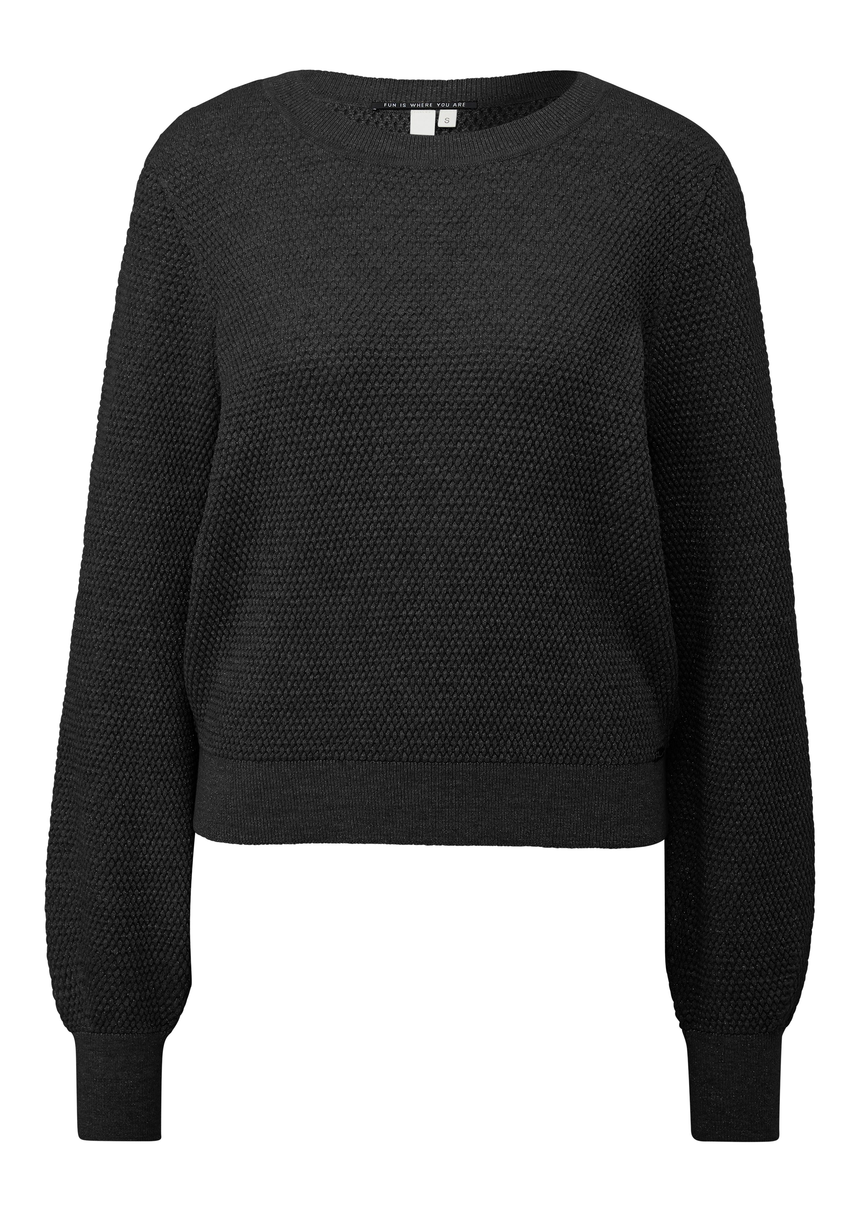 mit QS Strickpullover Puffärmel black