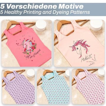 LOREZA Unterhemd 5er Set Mädchen Unterhemden - Unicorn - Bunt (Set, 5-St)