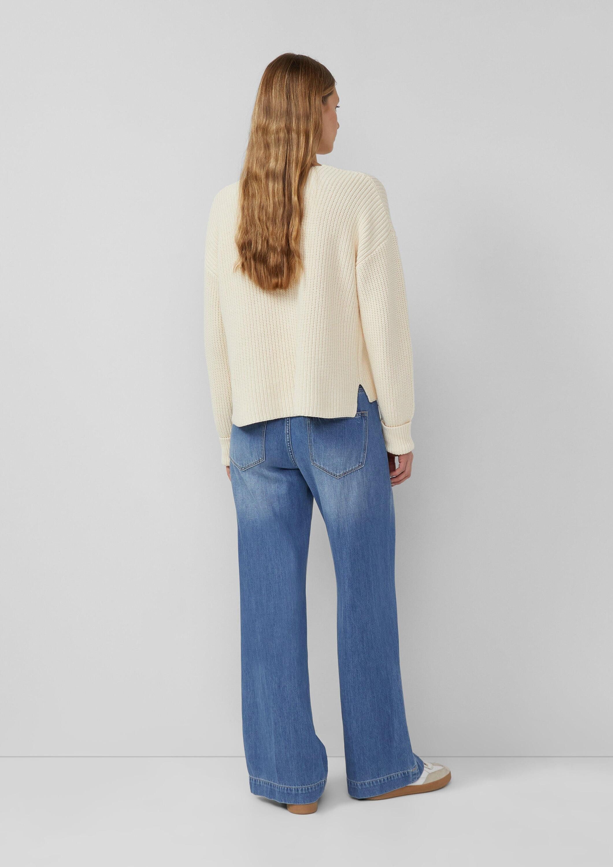 s.Oliver Longpullover Strickpullover Grobstrickpullover mit V-Ausschnitt im Relaxed Fit