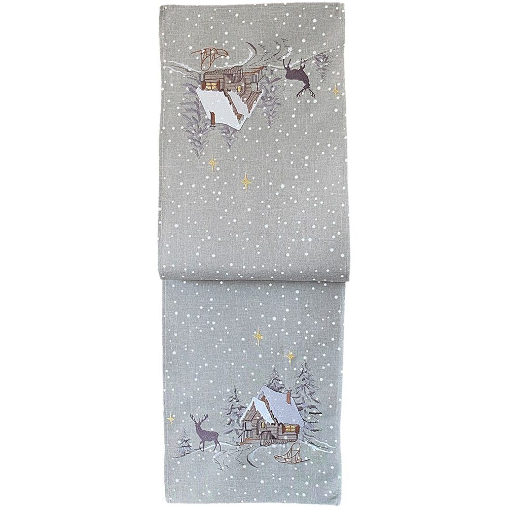 matches21 HOME & HOBBY Tischdecke Tischläufer BILLIE Waldhütte Winter Stick günstig online kaufen