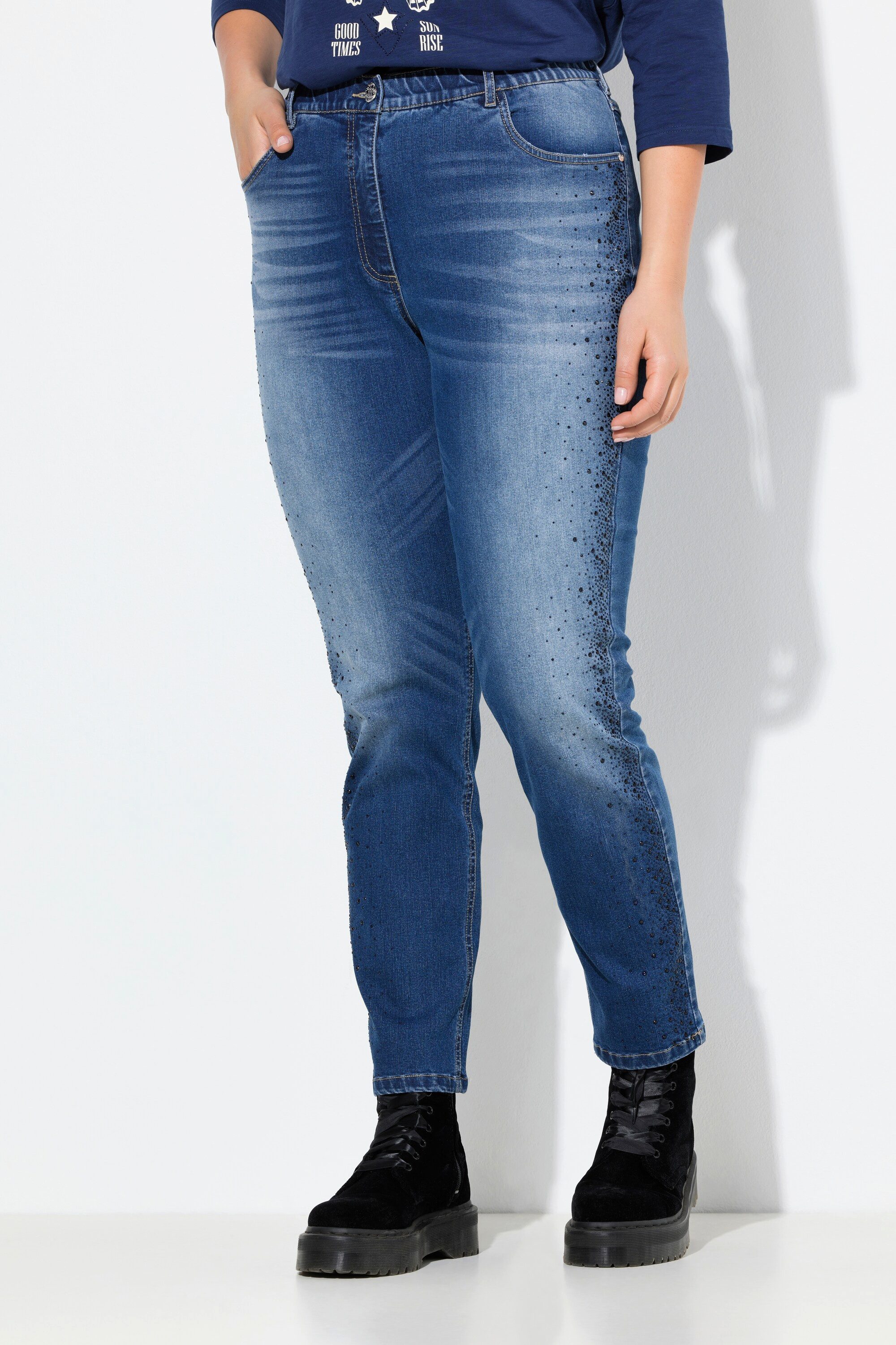 Ulla Popken Regular-fit-Jeans Джинсы Mia Ziersteine Komfortbund Stretchdenim