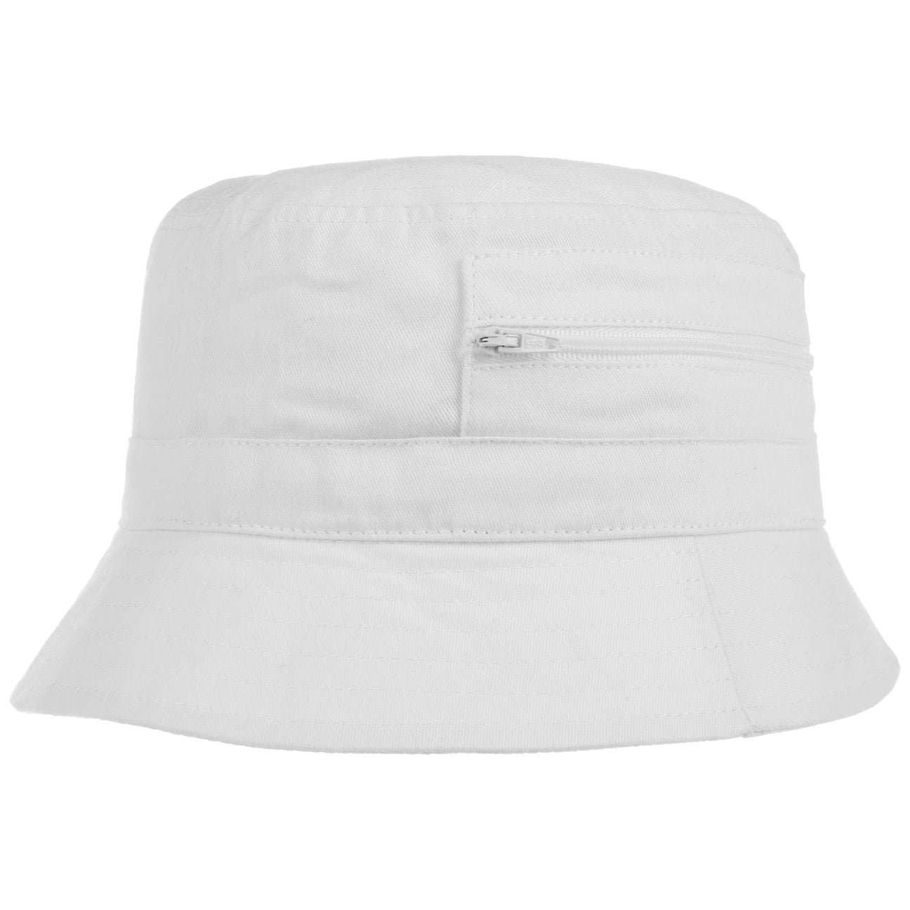 Lipodo Fischerhut Damen/Herren Anglerhut mit eingenähter Tasche Aus Baumwolle - Sommerhut als Sonnenschutz Farben blau Oliv weiß Reißverschluss 