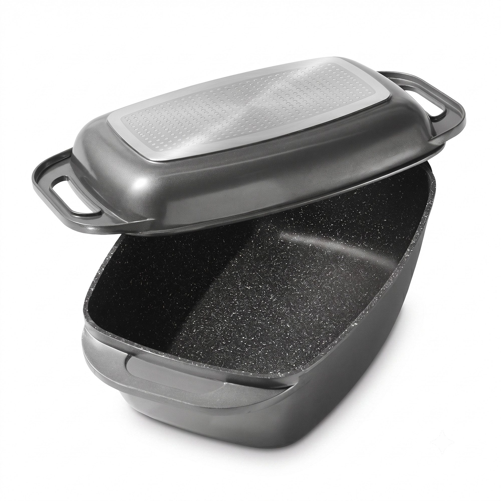 STONELINE Bräter, Aluminiumguss (2-tlg), Multifunktions-Bräter, induktionsgeeignet, Designed in Germany