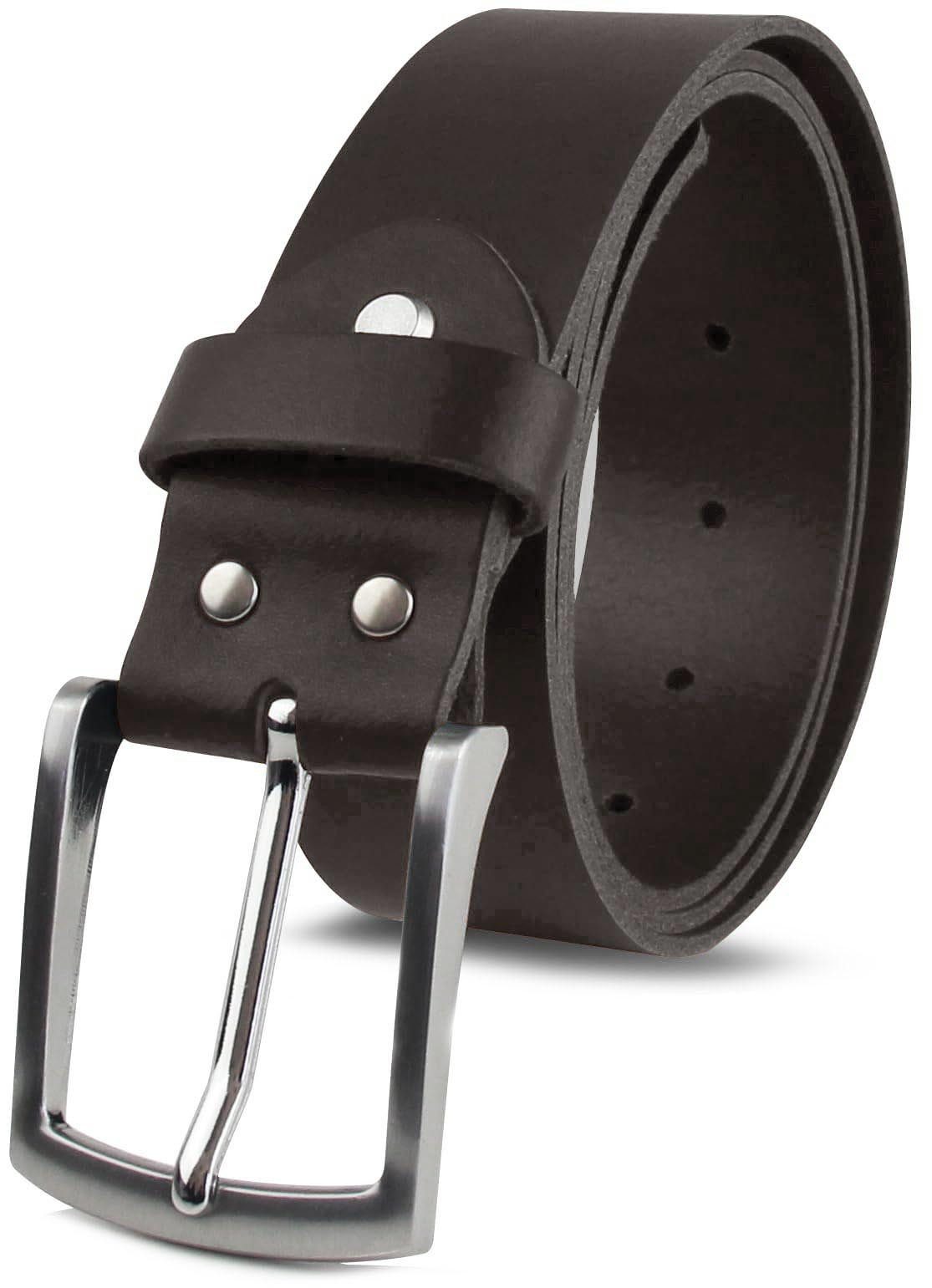 Frentree Ledergürtel aus 100% Echtleder, MADE IN GERMANY 3,8 cm breiter Gürtel aus Leder, kürzbar, Schwarz