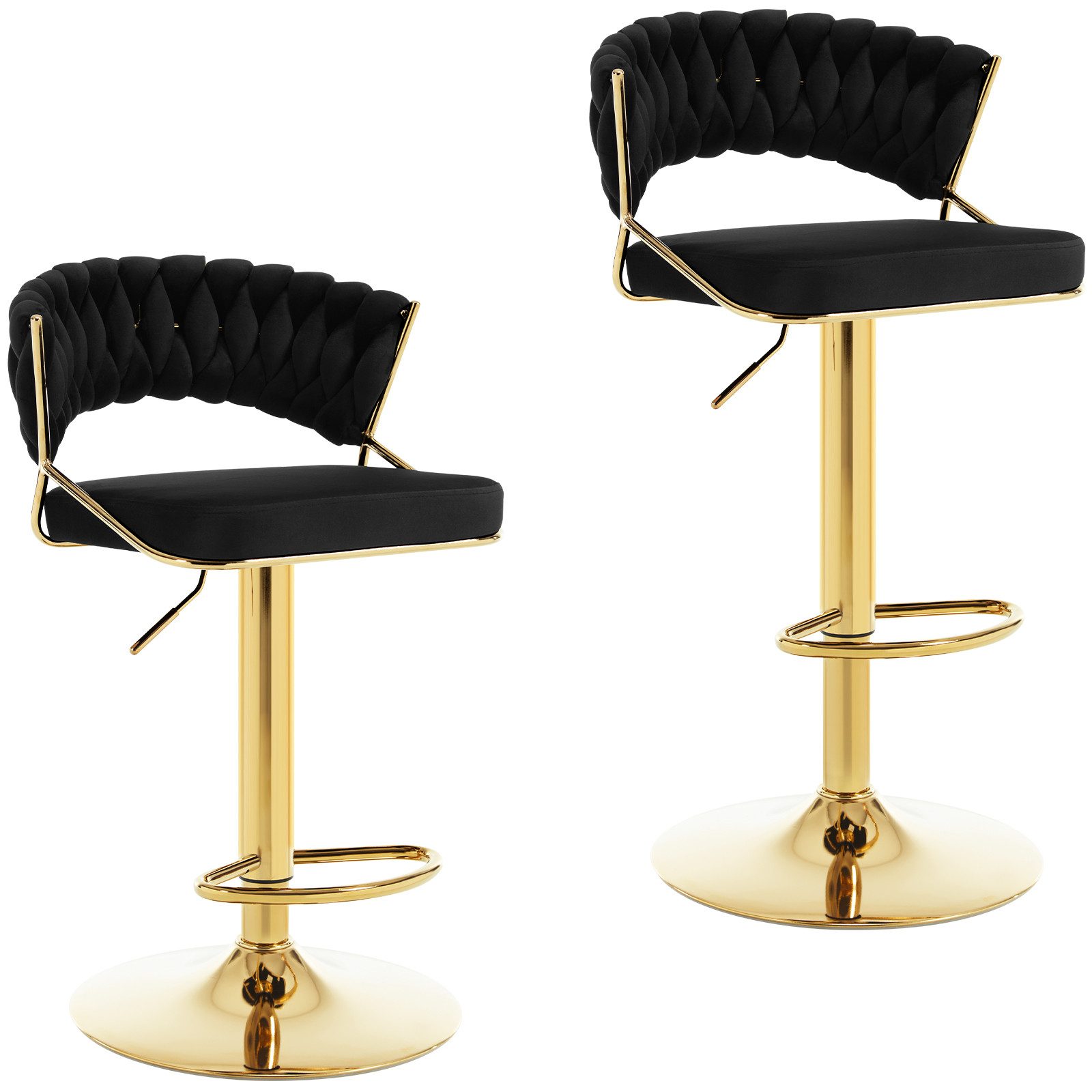 Woltu Barhocker (2 St), mit geflochtener Rückenlehne Fußstütze, Barstuhl Sa günstig online kaufen