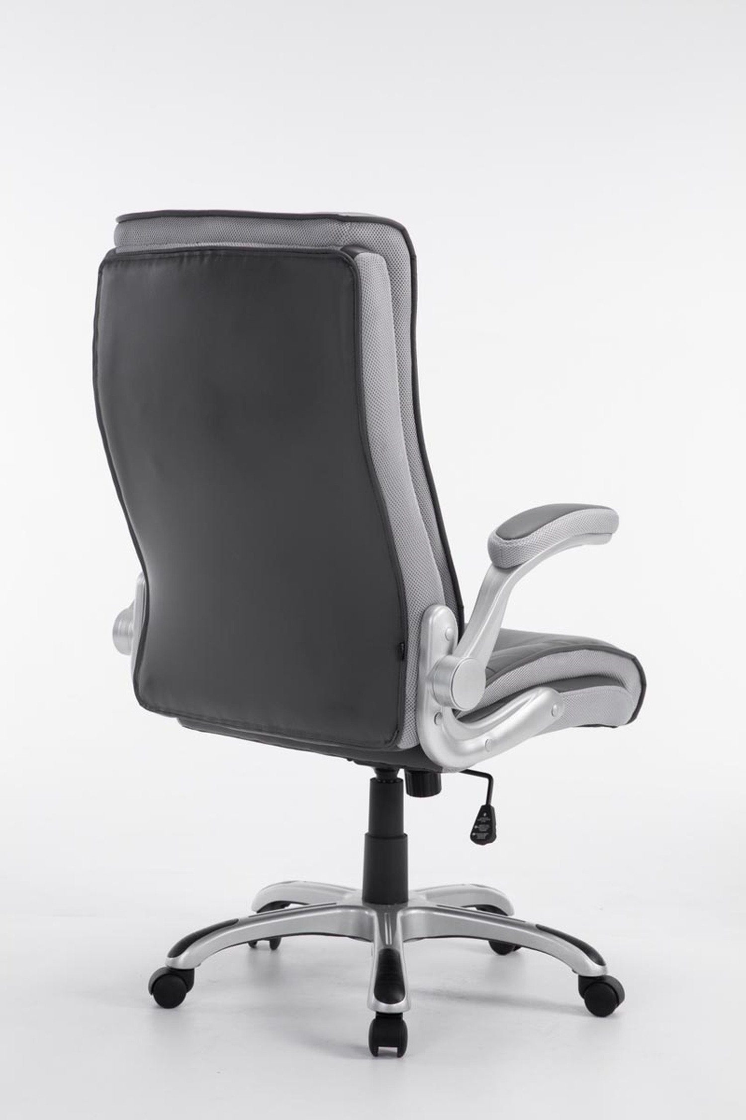 TPFLiving Bürostuhl Drehstuhl, mit Chefsessel, Sitzfläche: XXL), grau Rückenlehne Gestell: (Schreibtischstuhl, geformter silber Bürostuhl bequemer ergonomisch Kunstleder Kunststoff - Vila