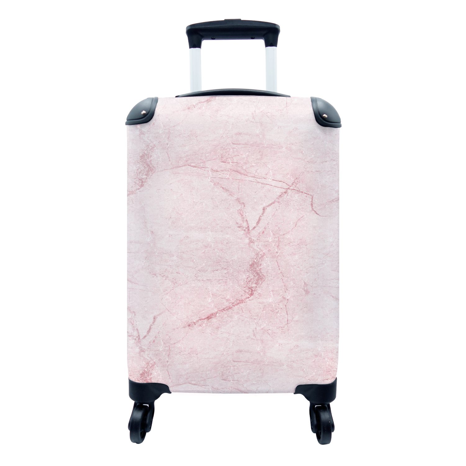 MuchoWow Handgepäckkoffer Marmor - Rosa - Muster, 4 Rollen, Reisetasche mit rollen, Handgepäck für Ferien, Trolley, Reisekoffer