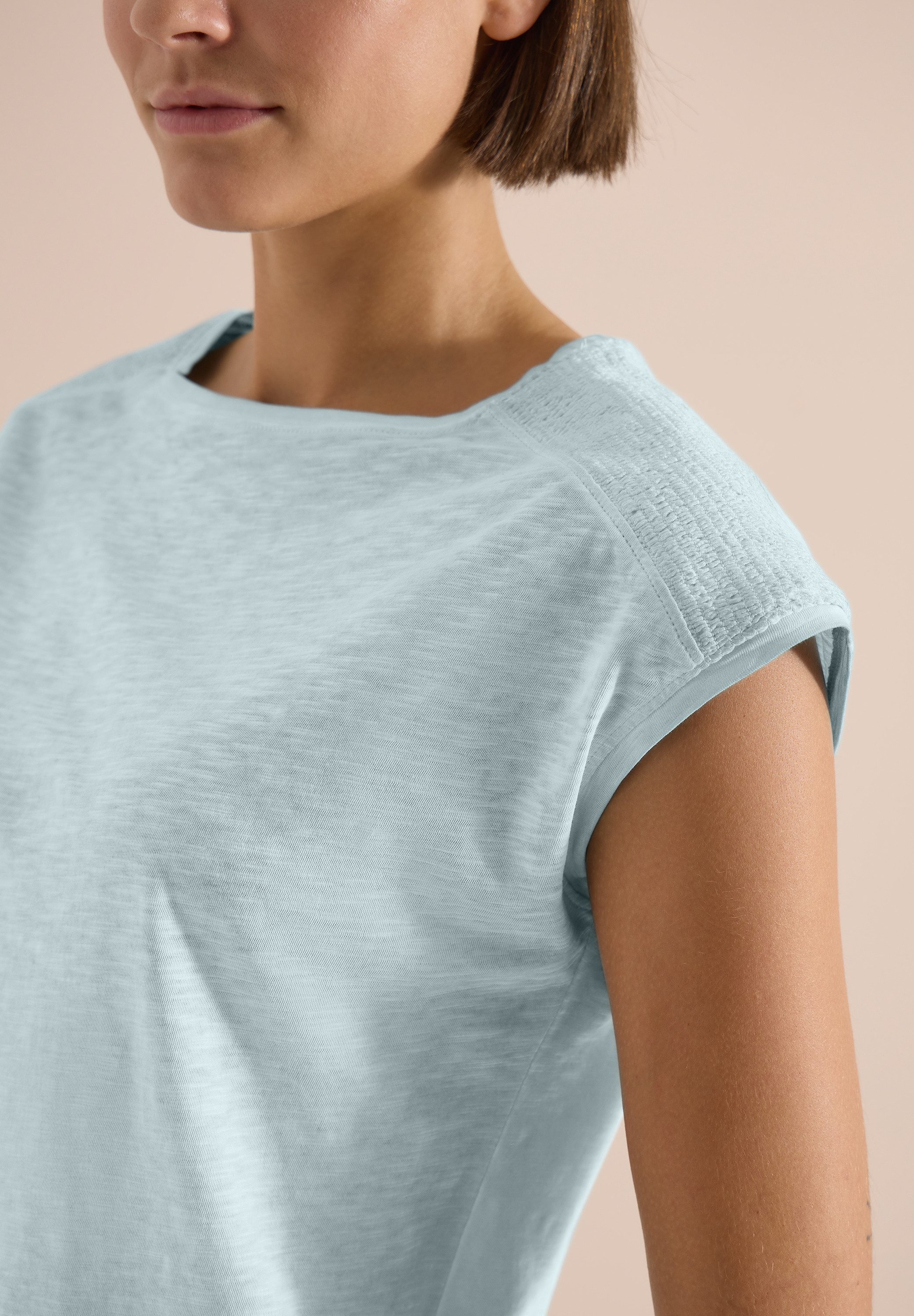 CECIL T-Shirt U-Boot-Ausschnitt, Garment-Dye Optik