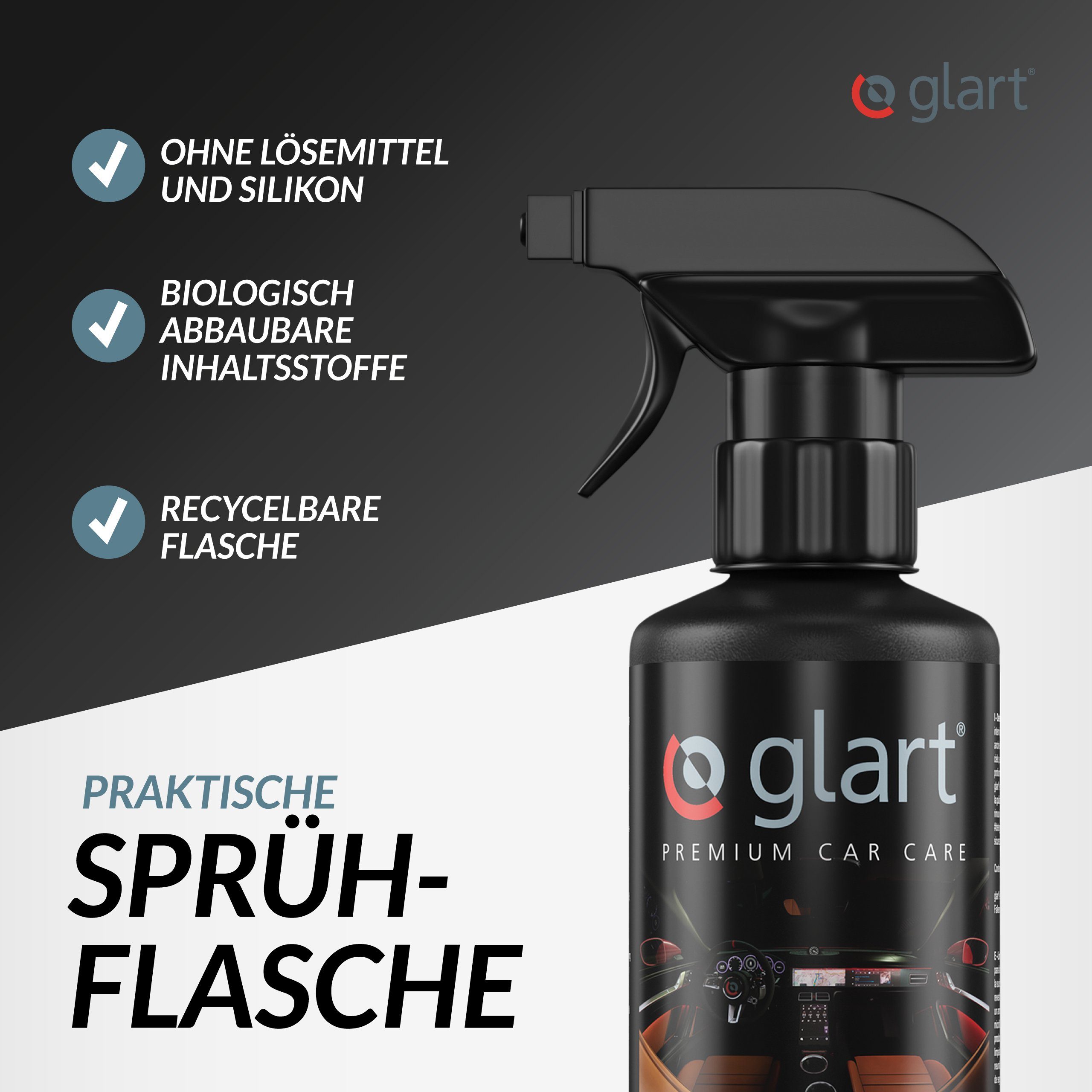 Glart 45IR3 3 Car Interior Cleaner 500 ml + 3 Microfiber Cloths Cockpit Care Car Cleaning Agent