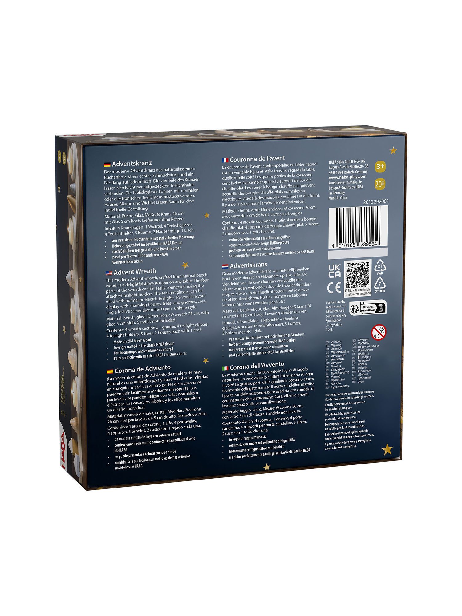 Haba Adventskranz Adventskranz, Weihnachtskranz, Advent Deko, aus Holz