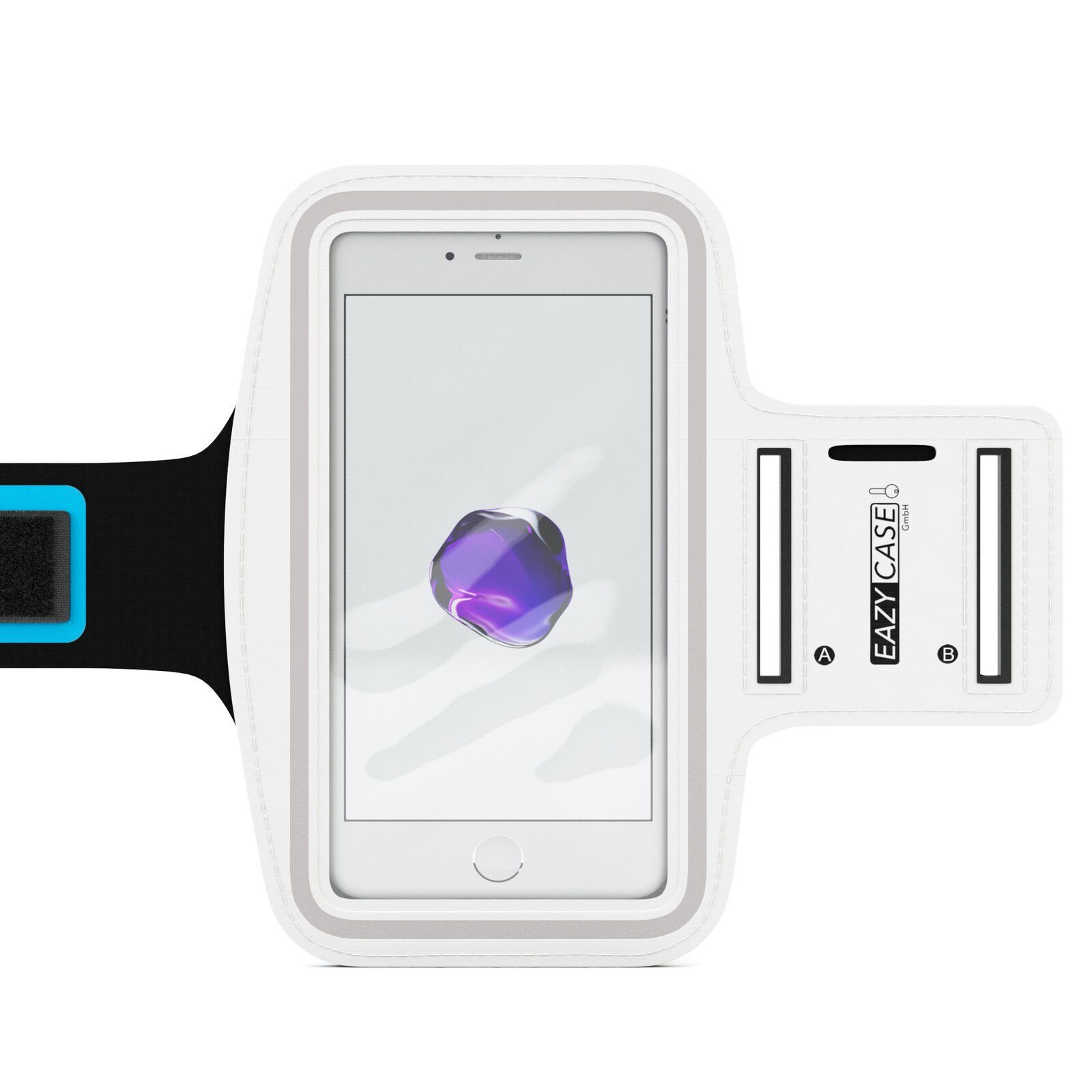 EAZY CASE Handyhülle Universal Sportarmband für Smartphones bis 5,5 Zoll, Laufhülle Fitness Armband Arm Handyhülle für Laufen, Joggen etc. Weiß