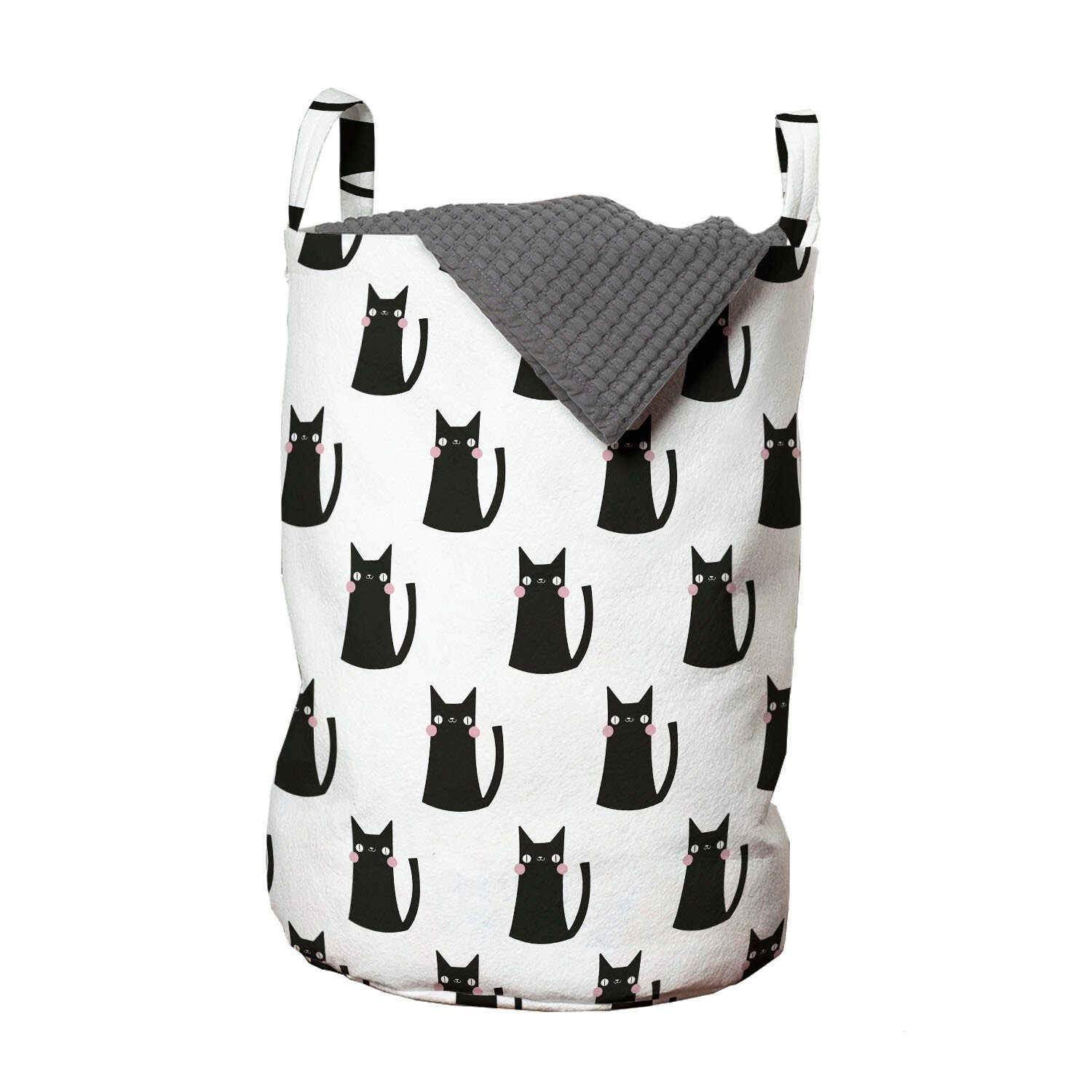 Abakuhaus Auszugs-Monochrom Griffen Wäschesäckchen Wäschekorb für mit Kordelzugverschluss Waschsalons, Katze