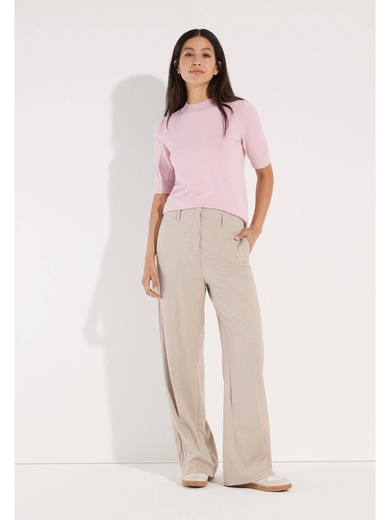 MORE&MORE Rundhalspullover zeitloser, femininer Halbarmpullover