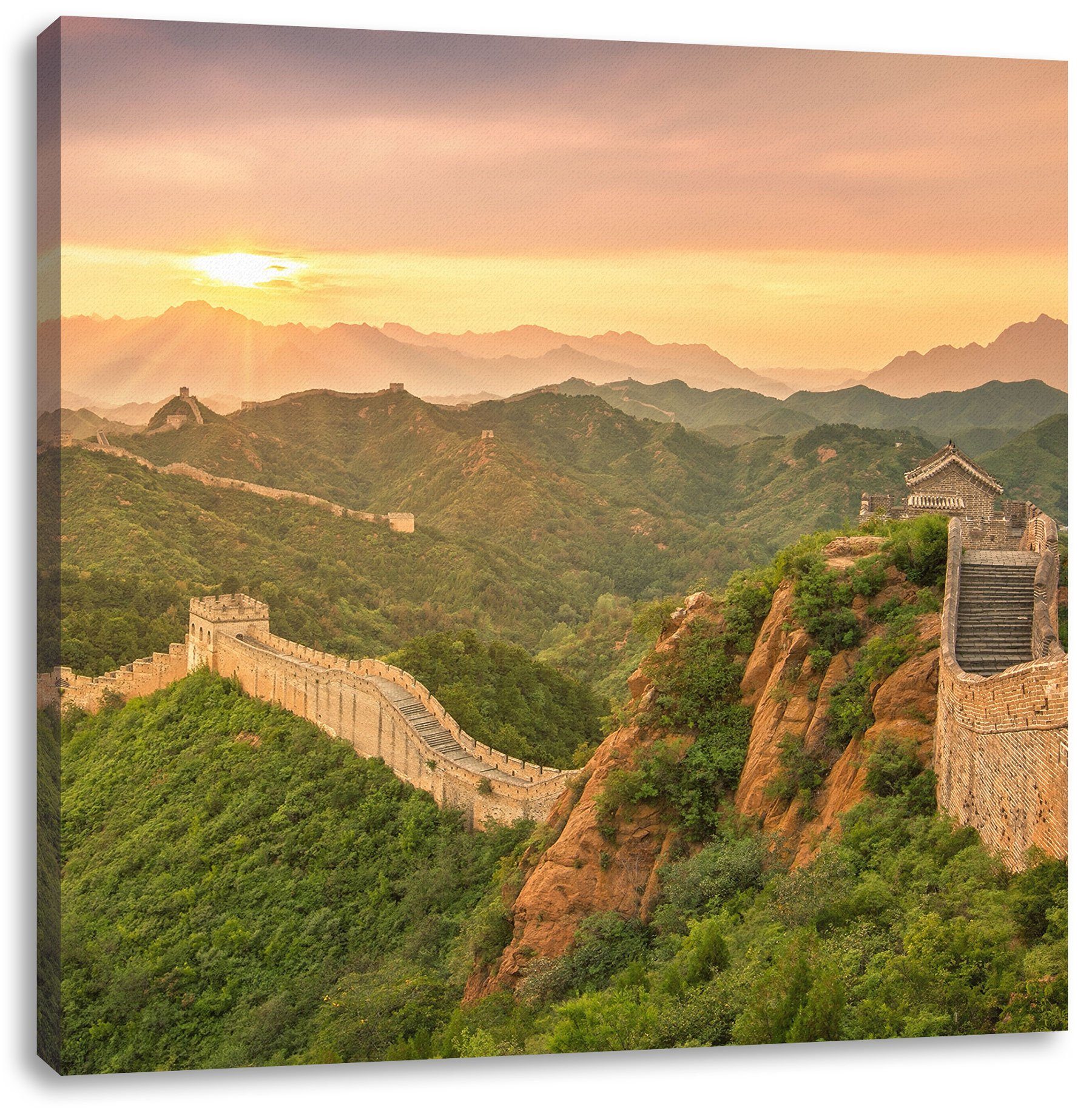 Pixxprint Leinwandbild Chinesische Mauer, Chinesische Mauer (1 St), Leinwandbild fertig bespannt, inkl. Zackenaufhänger