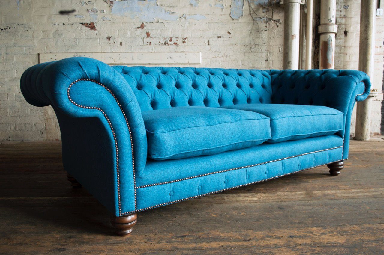 JVmoebel 3-Sitzer Chesterfield Design Luxus Polster Sofa Couch Sitz Garnitur Textil Neu, Made in Europe