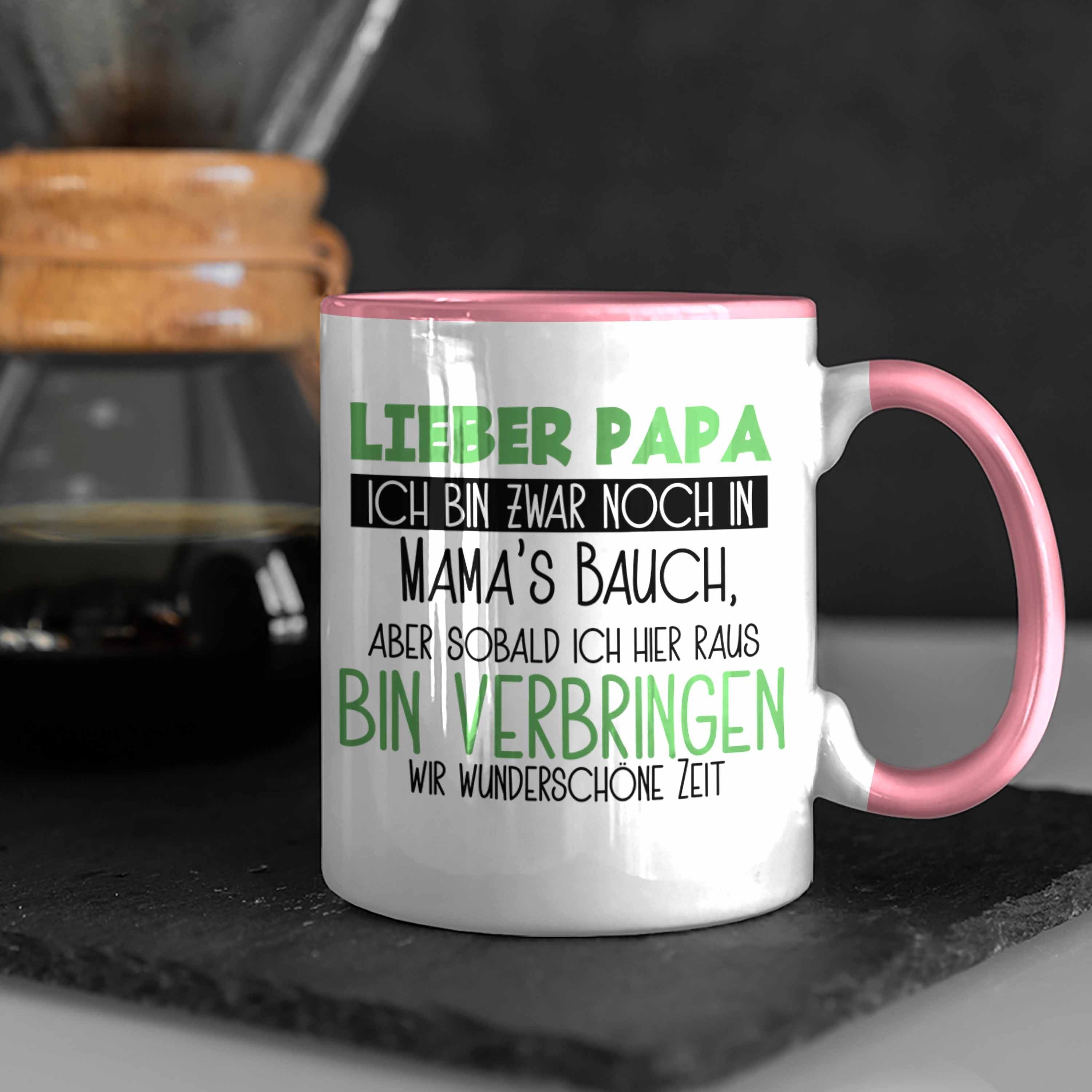 Trendation Tasse Schwangerschaft Tasse Geschenk Rosa Tochter für Papa Schwangerschafts Sohn