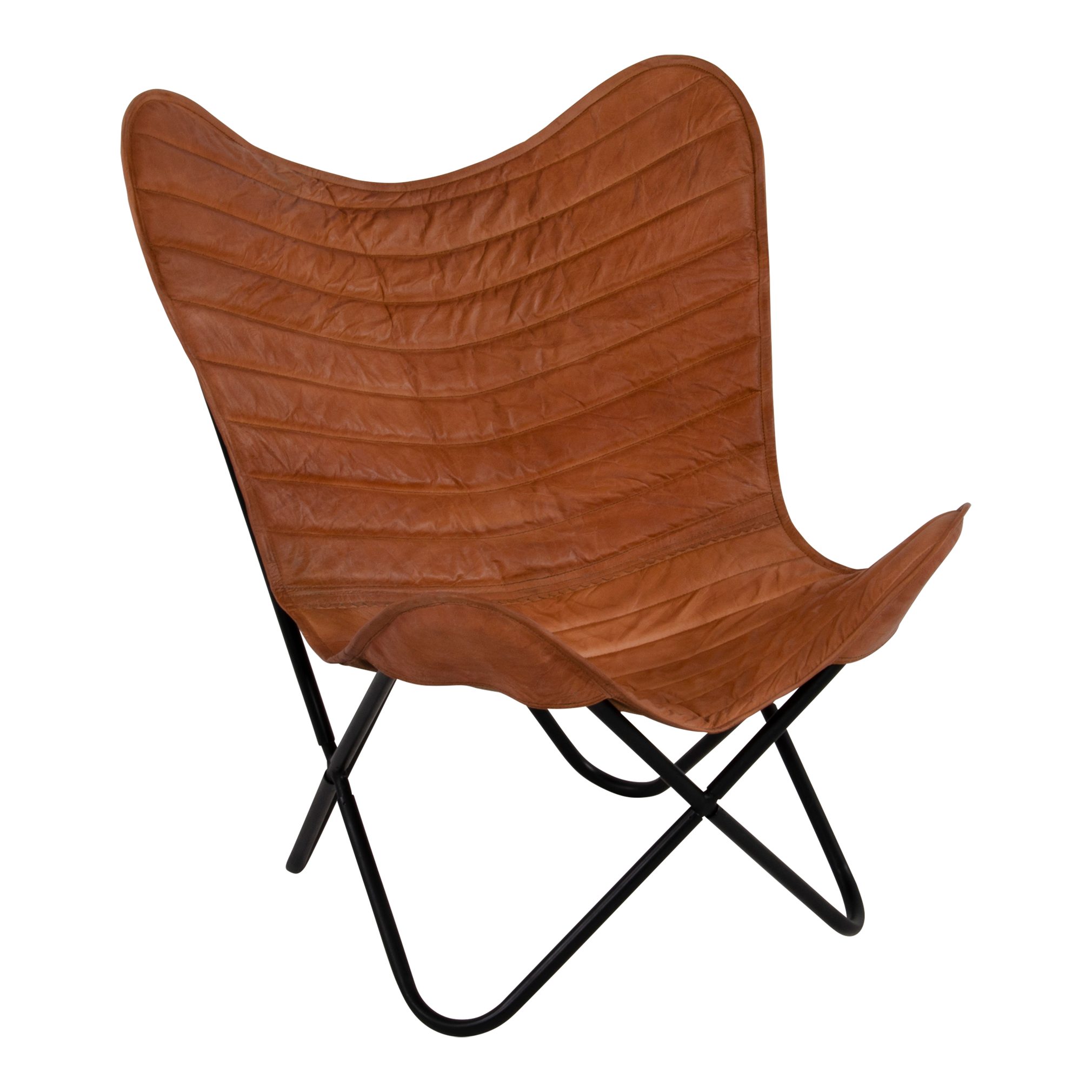 habeig Cocktailsessel Butterfly Chair, Echtleder, Cognac-Braun, günstig online kaufen