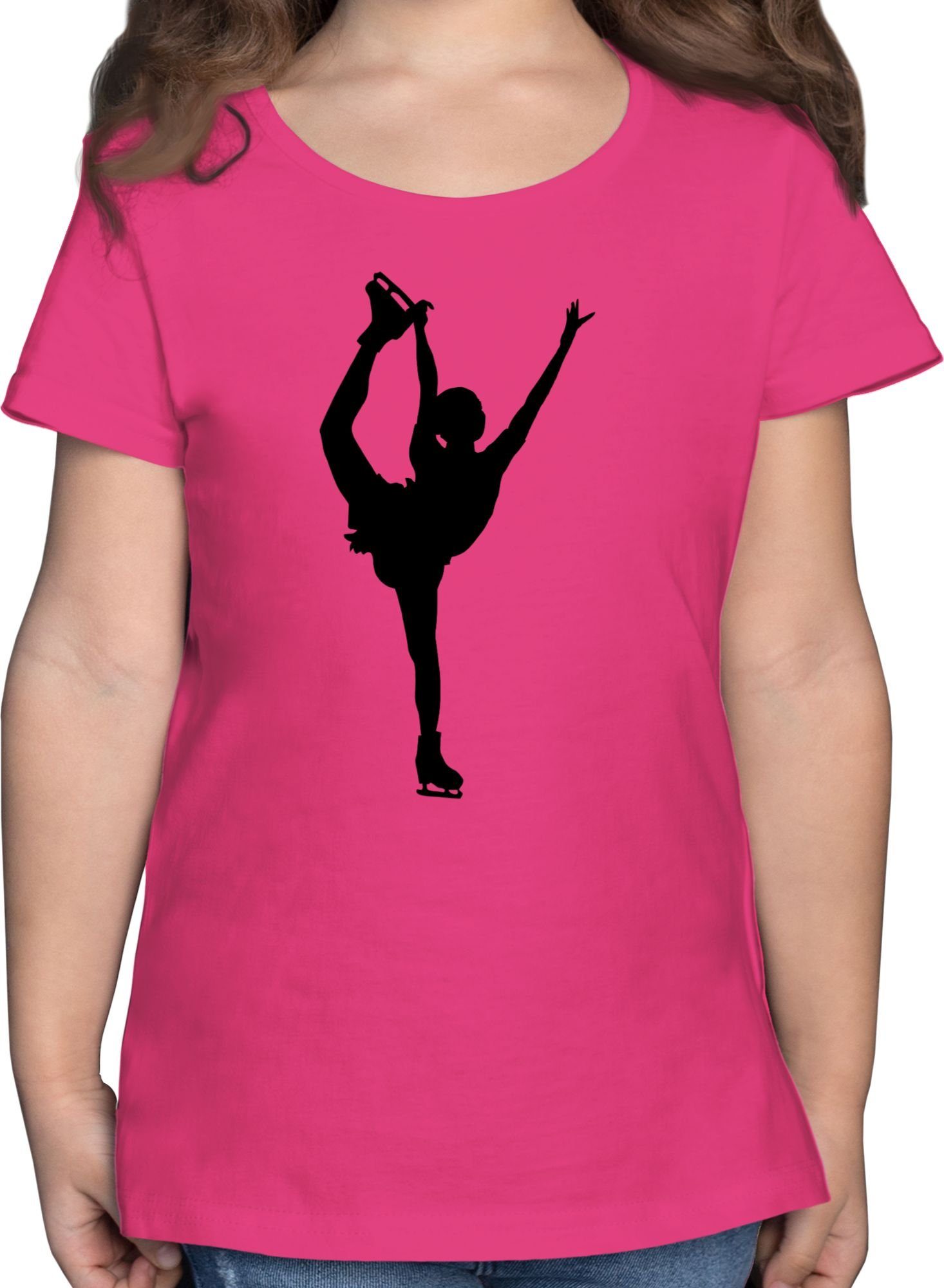 Shirtracer T-Shirt Eiskunstläuferin Einzellaufen Kinder Sport Kleidung 1 Fuchsia