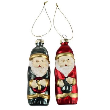 Werner Voß Christbaumschmuck Glas Santa Anhänger Grün Rot 10cm, 4 St.