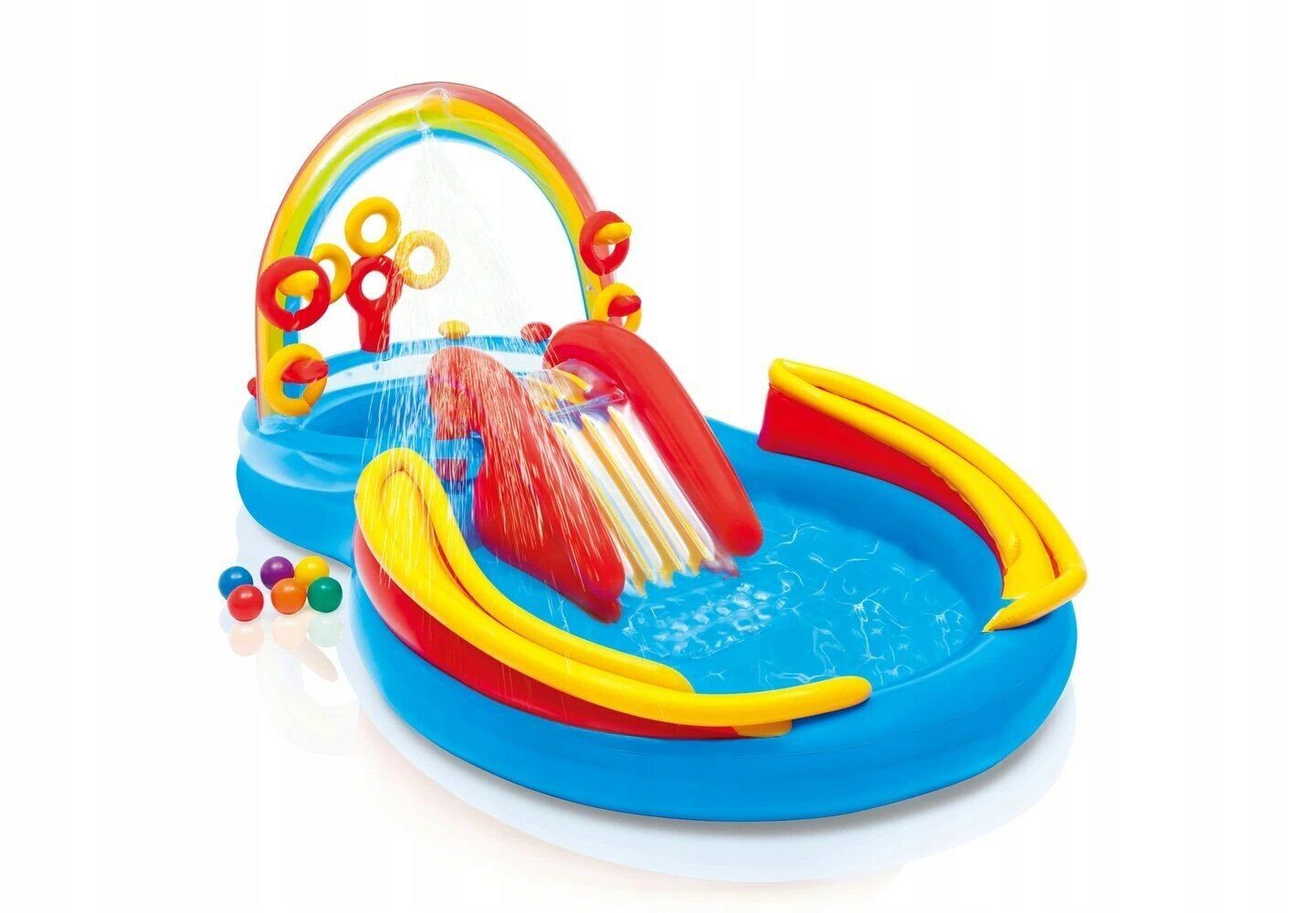 Quick-Fill Pool "Rainbow Play Intex Schwimmweste Aufblasbarer DOTMALL Ring Center"