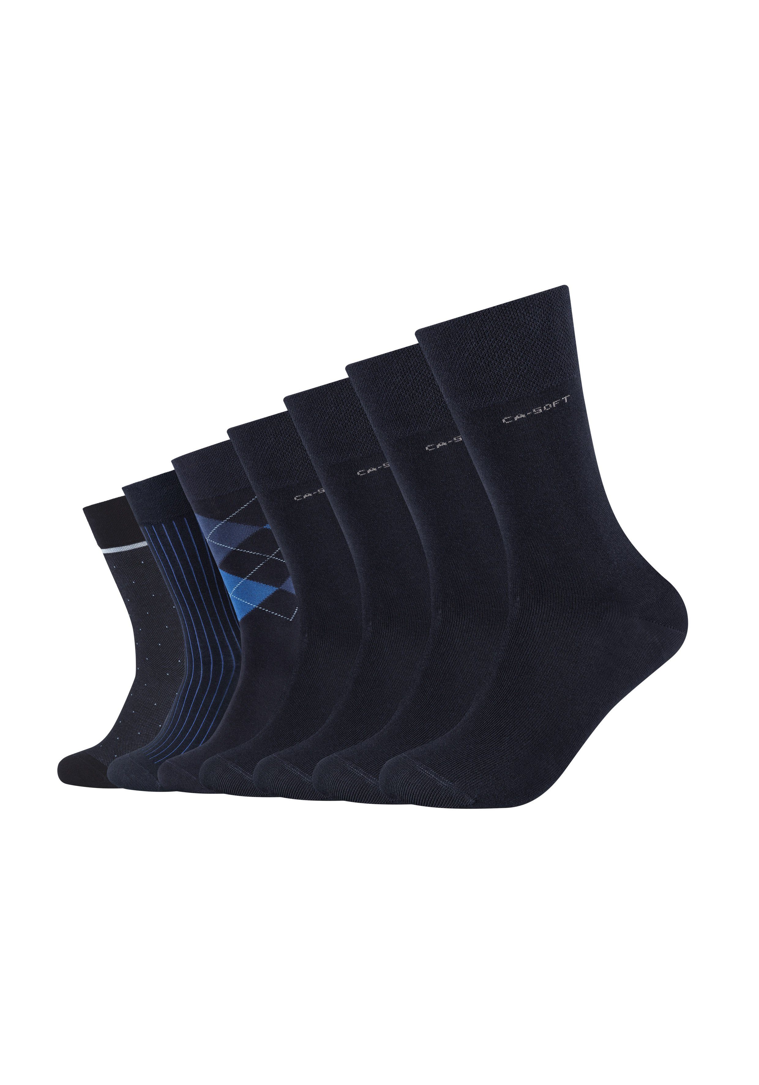 dunkelblau ca-soft (7-Paar) Socken weichem Komfortbund blau, mit Camano