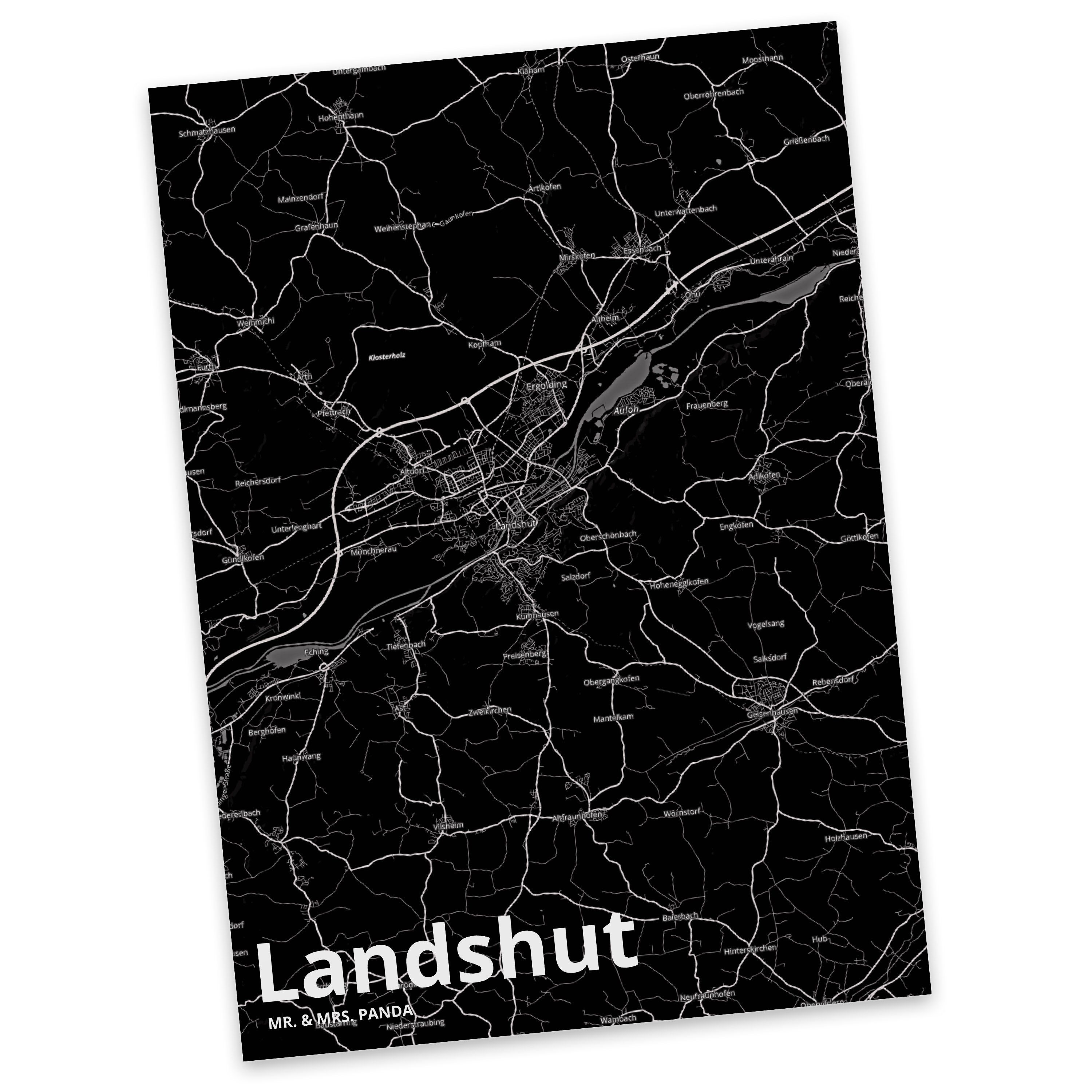 Panda Geschenk, Mr. Geburtstagskarte, Stad Landshut & Dorf, Ansichtskarte, Postkarte Mrs. Ort, -