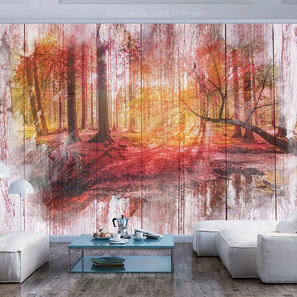 KUNSTLOFT Vliestapete Autumnal Forest 1x0.7 m, halb-matt, lichtbeständige Design Tapete