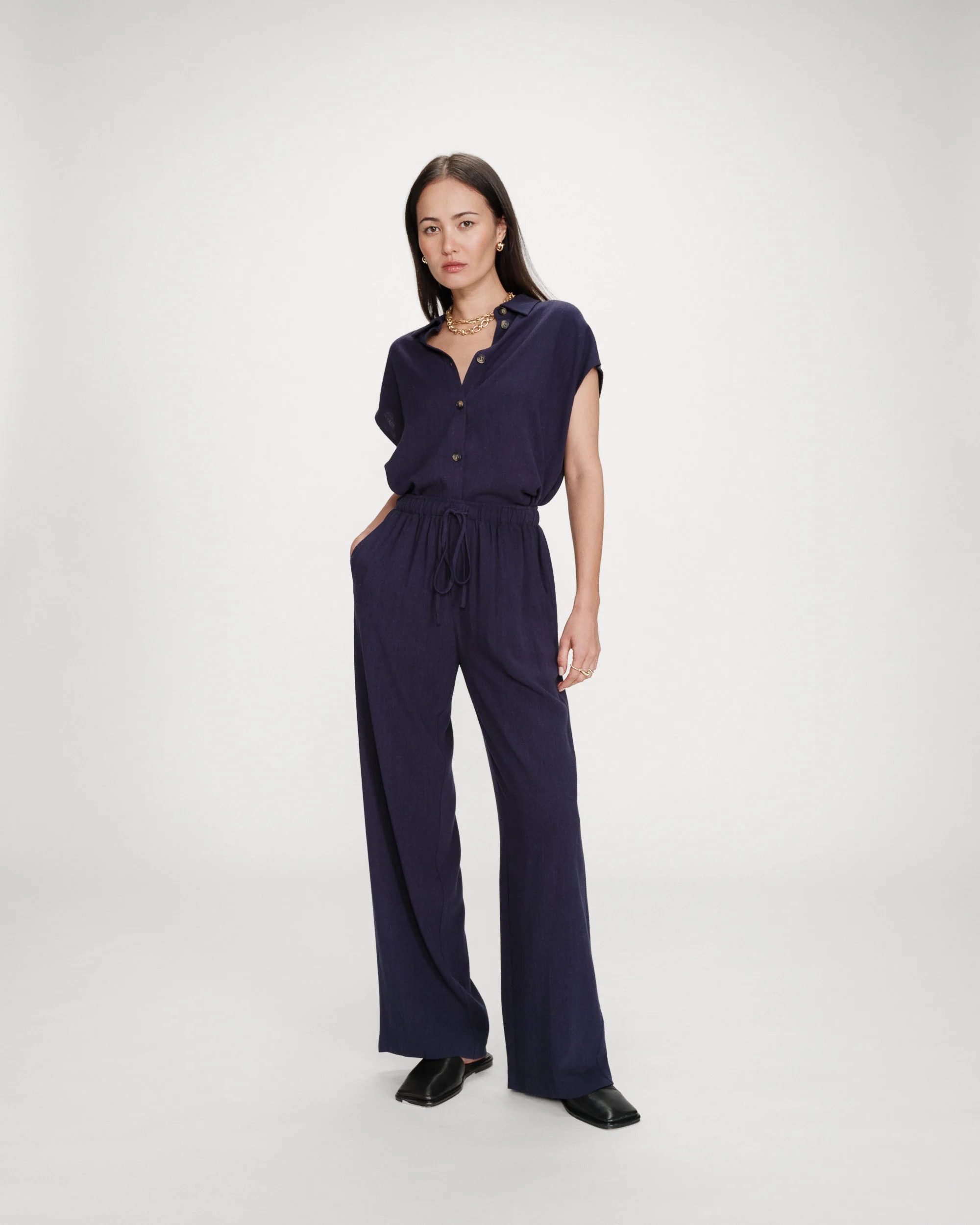 Grace & Mila Leinenhose RAVEN - weite Hose Damen - Sommerhose