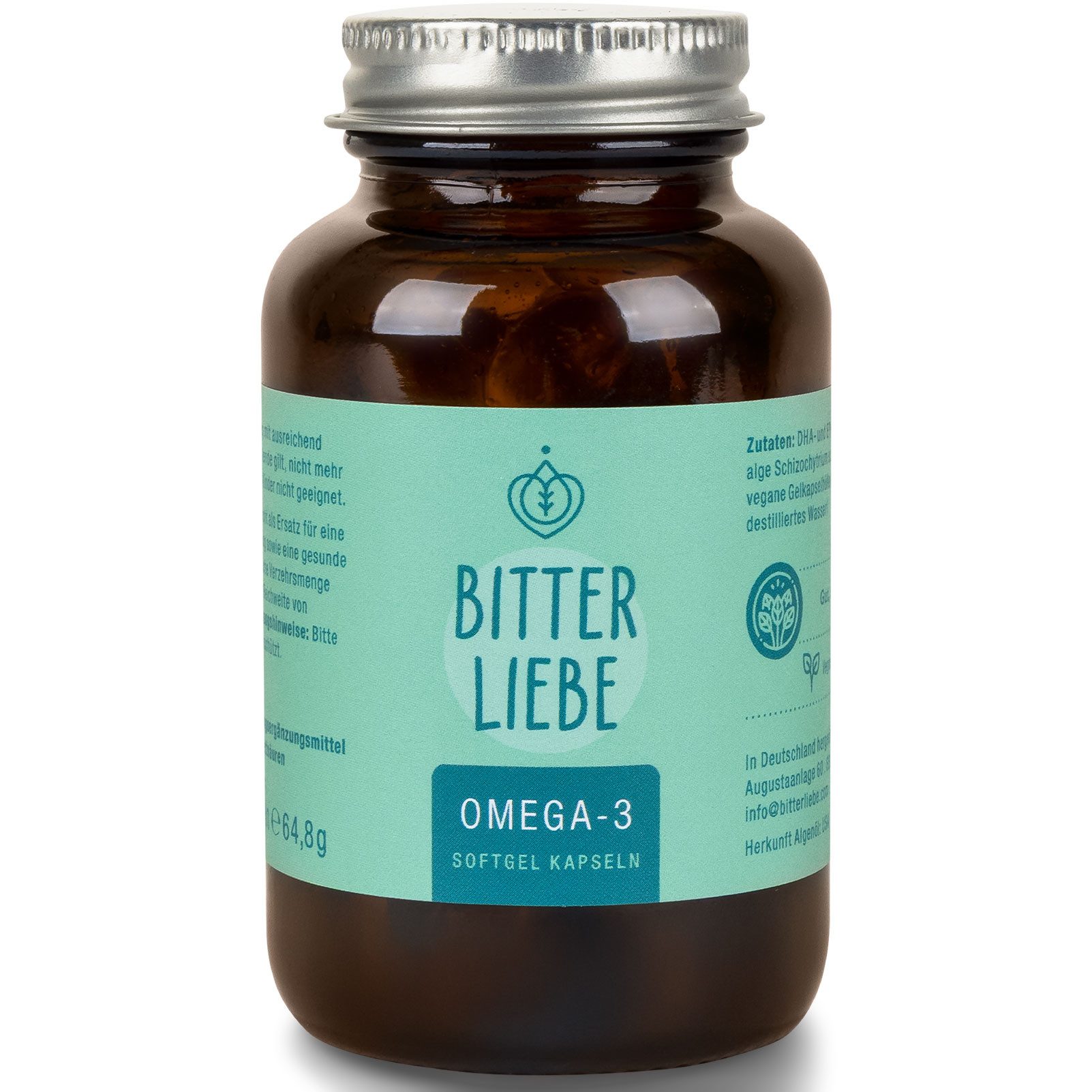 BitterLIebe - Vegane Omega 3 Kapseln - hochdosiert aus pflanzlichen Algenöl - Kapseln