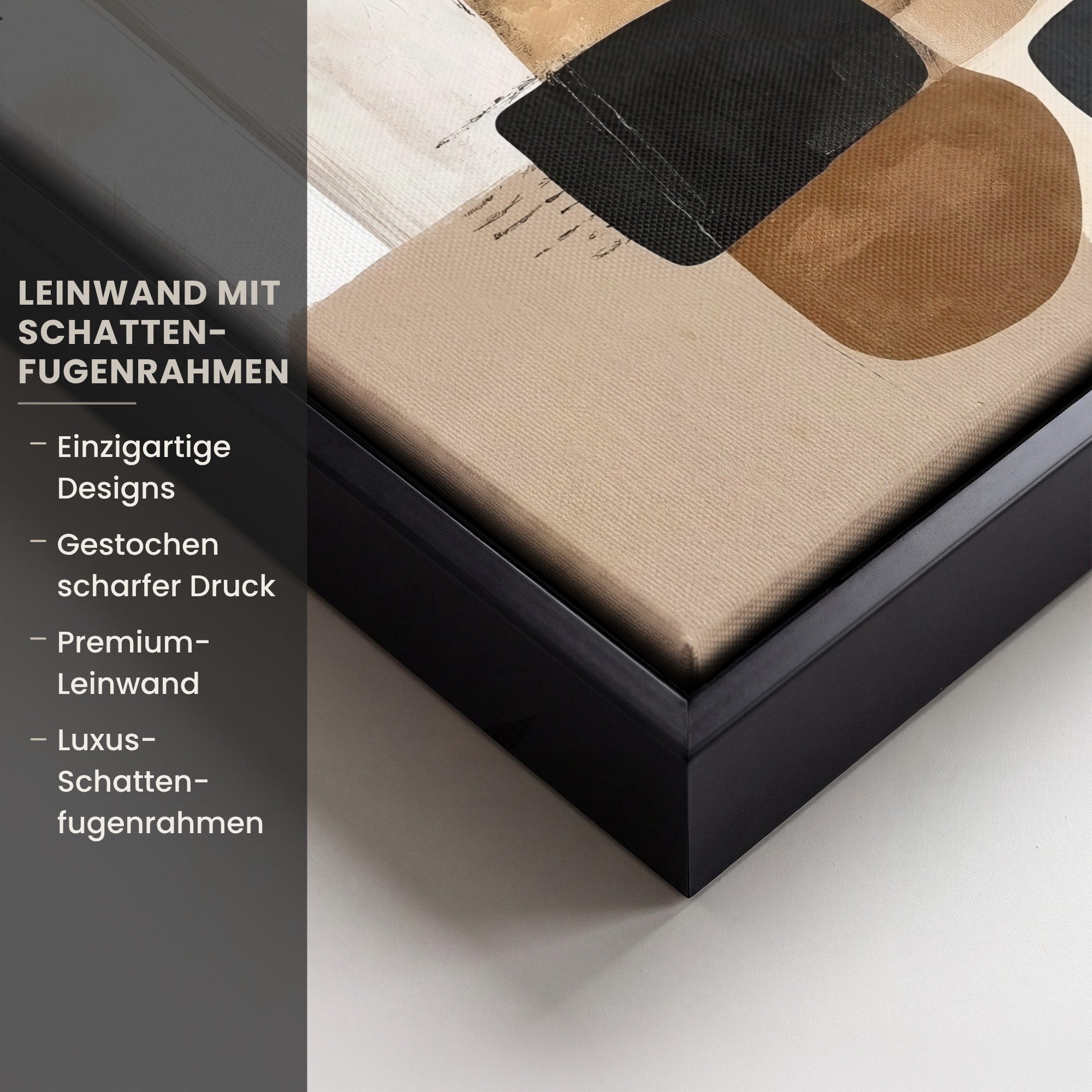 OneMillionCanvasses® Leinwandbild mit Rahmen - Flugzeuge - Abstrakt - Schwarz - Streifen, Fotodruck (1 St), Leinwand Bilder Klein, Wand Dekoration Aesthetic 20x – Bild 3 von 5