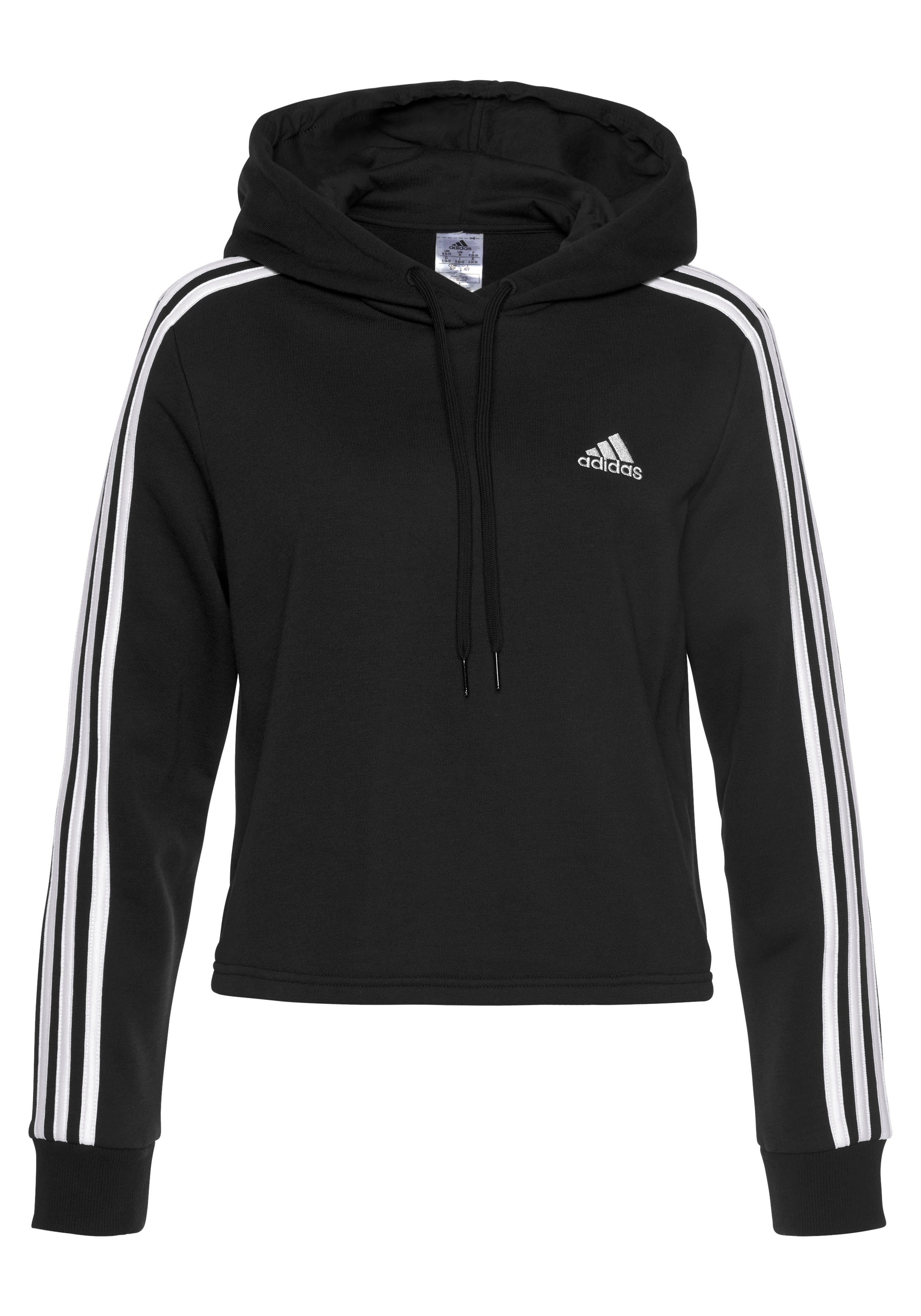 HOODIE Sportswear schwarz ESSENTIALS adidas CROPPED 3-STREIFEN Kapuzensweatshirt