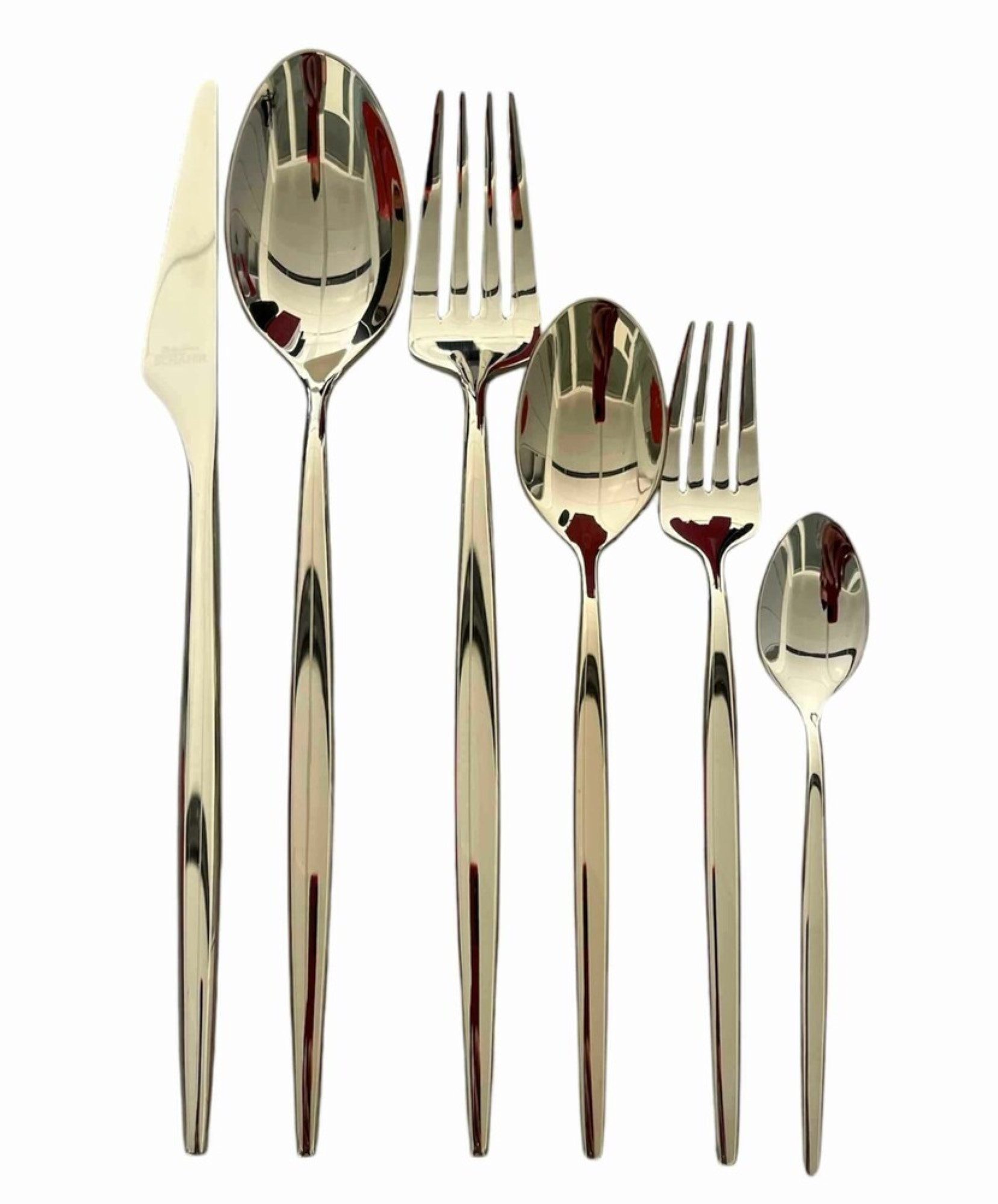 Schäfer Elektronik Besteck-Set Besteck-Set in Champagnergold (36-tlg), 6 Personen, 18/10-Edelstahl, 18/10-Edelstahl, 36-Teilig