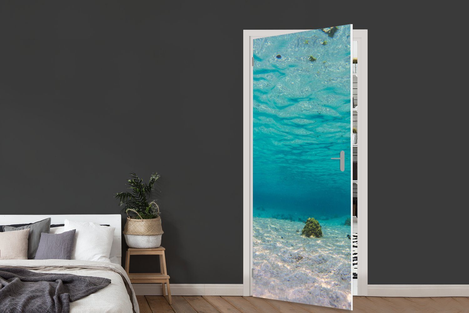 Türtapete Tür, Reef bedruckt, St), wunderschöne für Matt, von in Glover's 75x205 Belize, cm Fototapete Das Meer Türaufkleber, MuchoWow (1