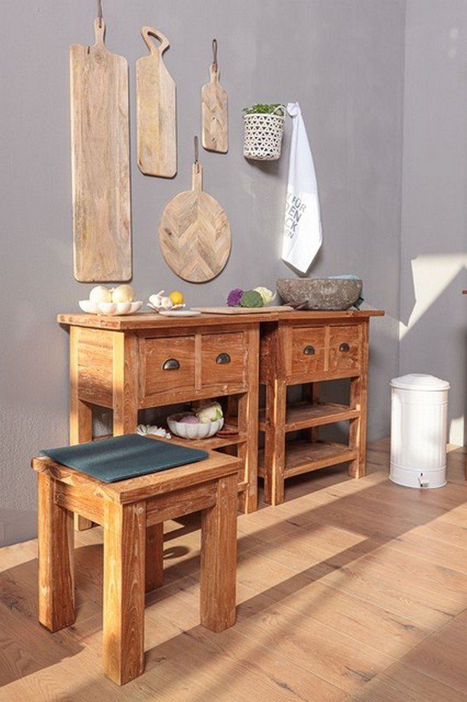 daslagerhaus living Kommode Kommode Loft Teakholz massiv 75 x 40 cm