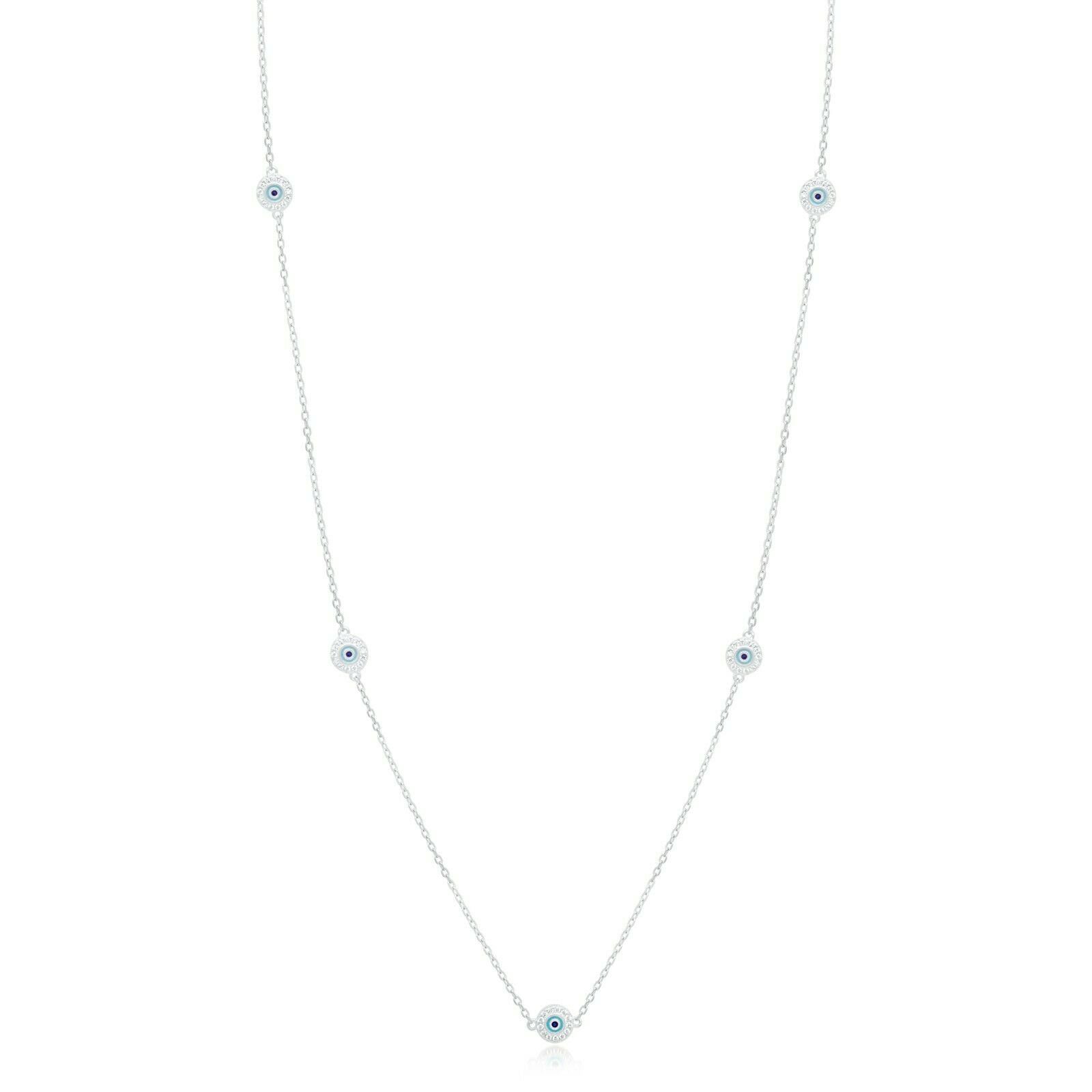 Herren Damen Zirkonia Lange Silberkette und für Tony Silberkette mit in Italy blauem Stein, Fein Auge Made