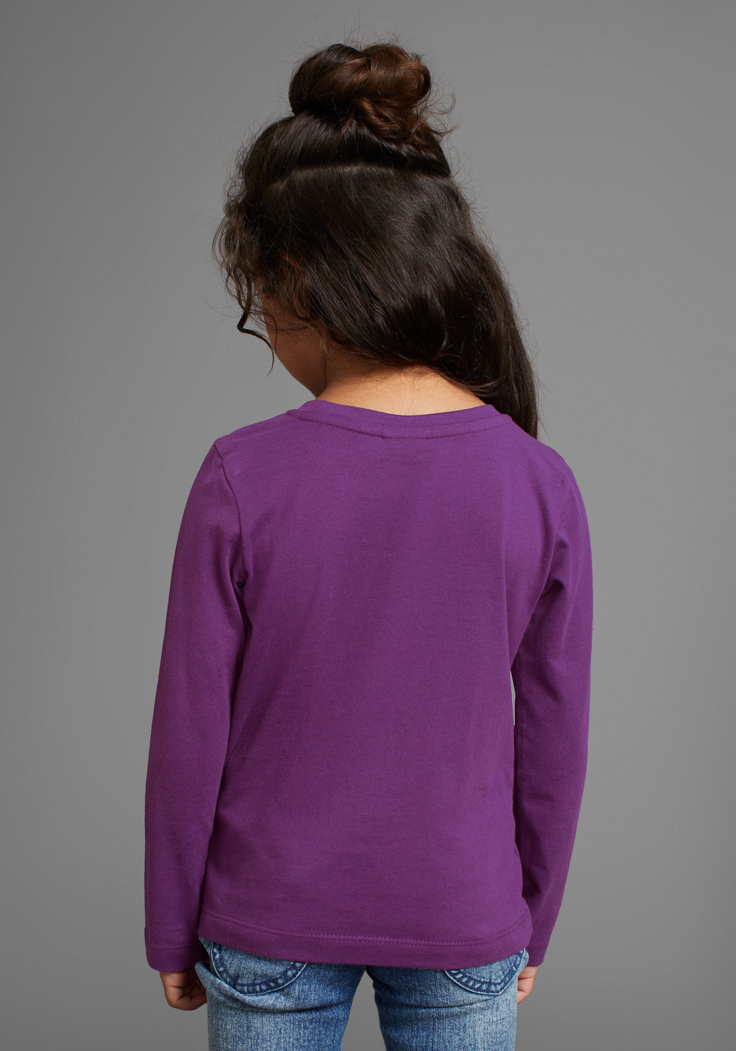 KIDSWORLD Langarmshirt, mit Paillettenherz zum Wenden Langarm, Basic-Passform, mit glitzernden Pailletten